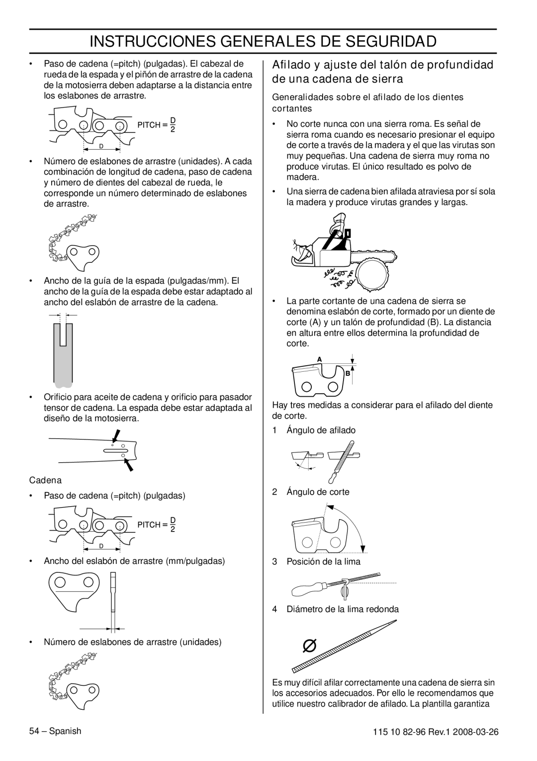 Husqvarna 355RX, 355FXT, 355FRM manual Generalidades sobre el aﬁlado de los dientes cortantes 