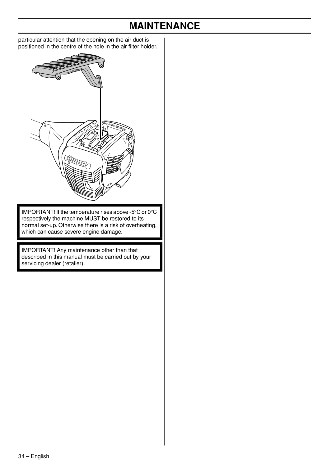 Husqvarna 355RX, 355FXT, 355FRM manual Maintenance 