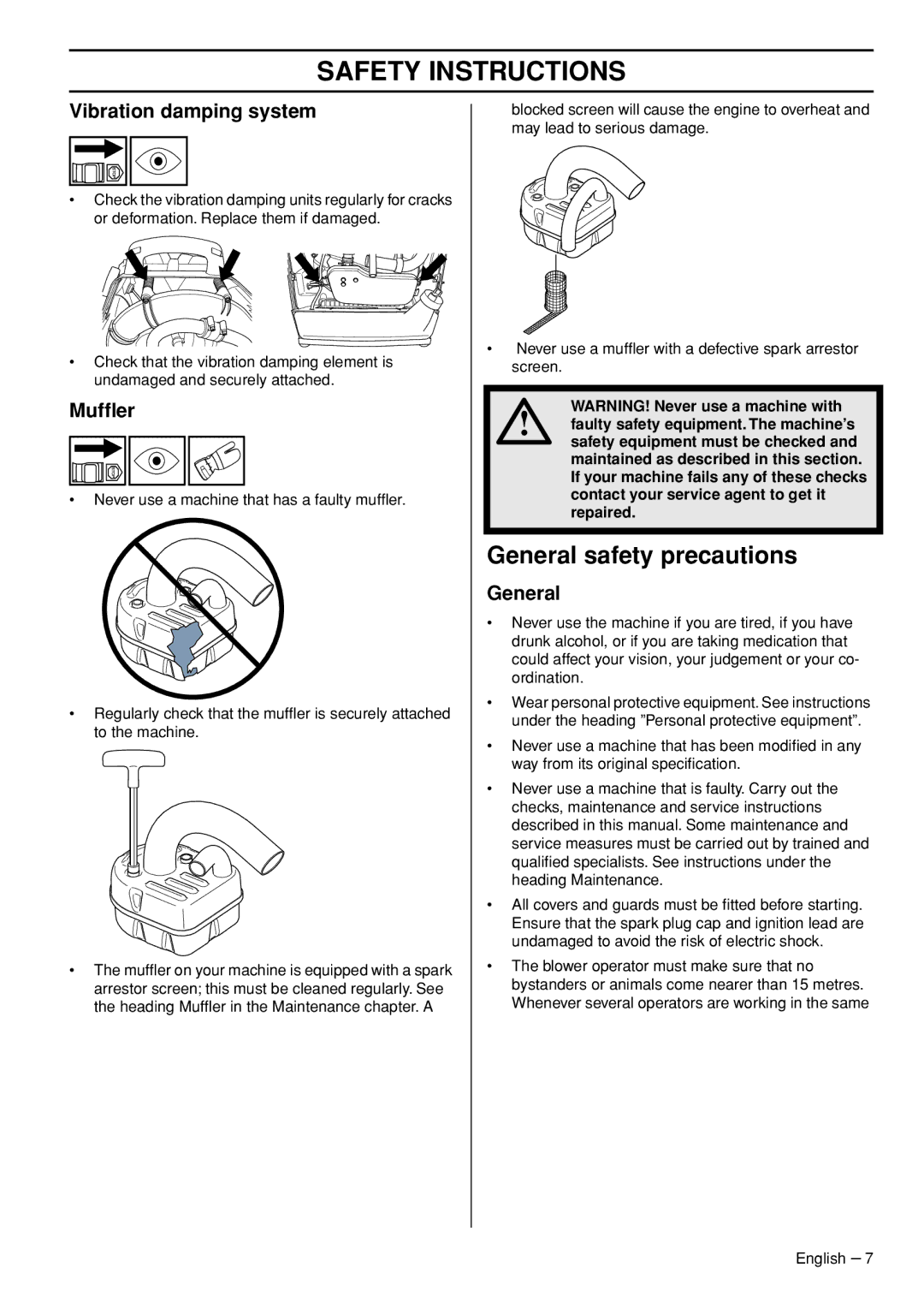 Husqvarna 356BTX manual General safety precautions 