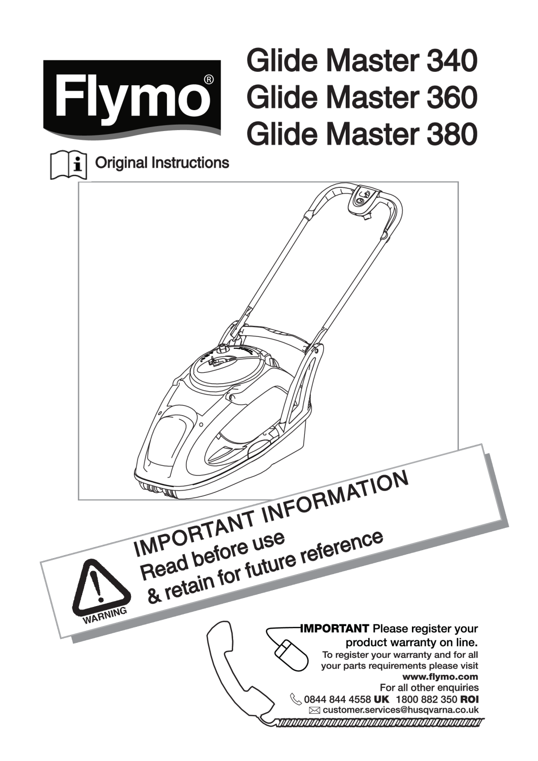 Husqvarna 380 manual Original Instructions, Glide Master Glide Master Glide Master, Information, reference, Read, before 