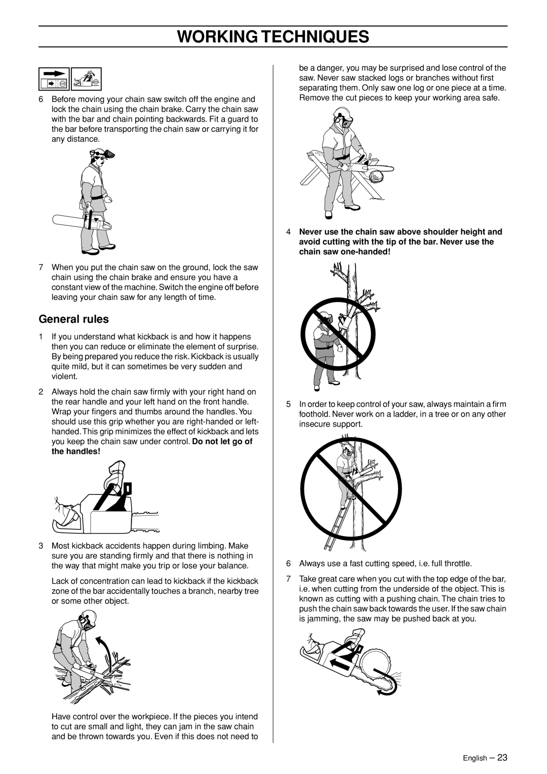 Husqvarna 372XP EPA II, 365 EPA I manual General rules 