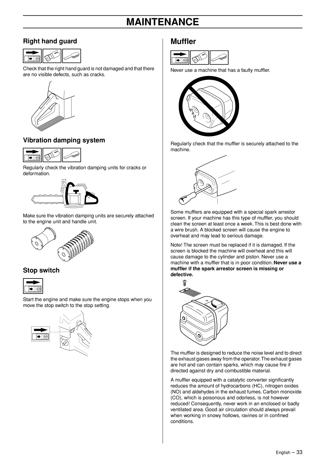 Husqvarna 372XP EPA II, 365 EPA I manual Mufﬂer, Right hand guard 