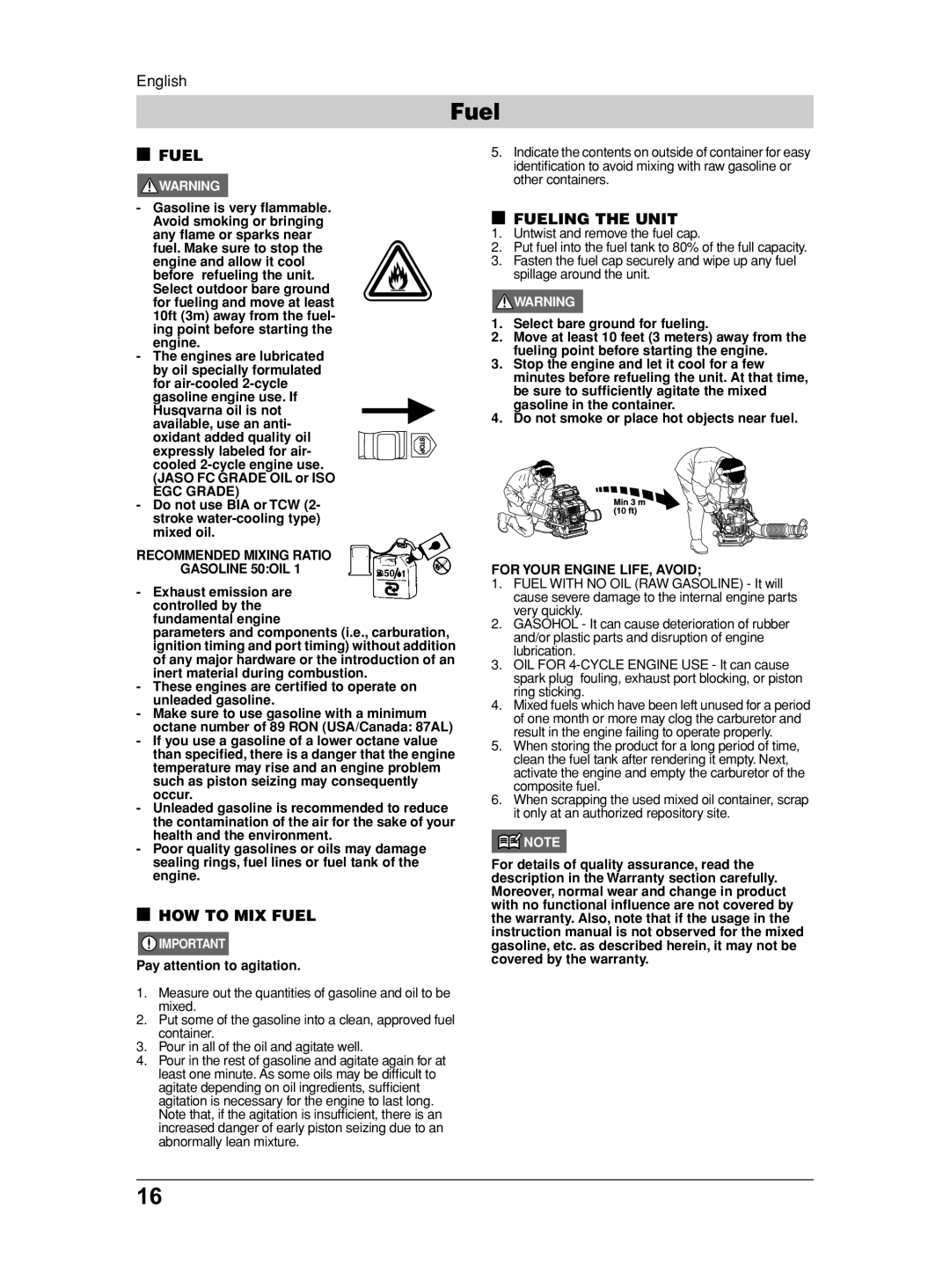 Husqvarna 350BF, 370BFS, 130BT, 115 31 90-95, 380BFS manual HOW to MIX Fuel, Fueling the Unit 