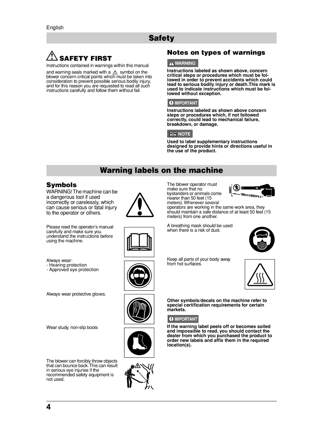 Husqvarna 380BFS, 370BFS, 350BF, 130BT, 115 31 90-95 manual Safety First, Symbols 