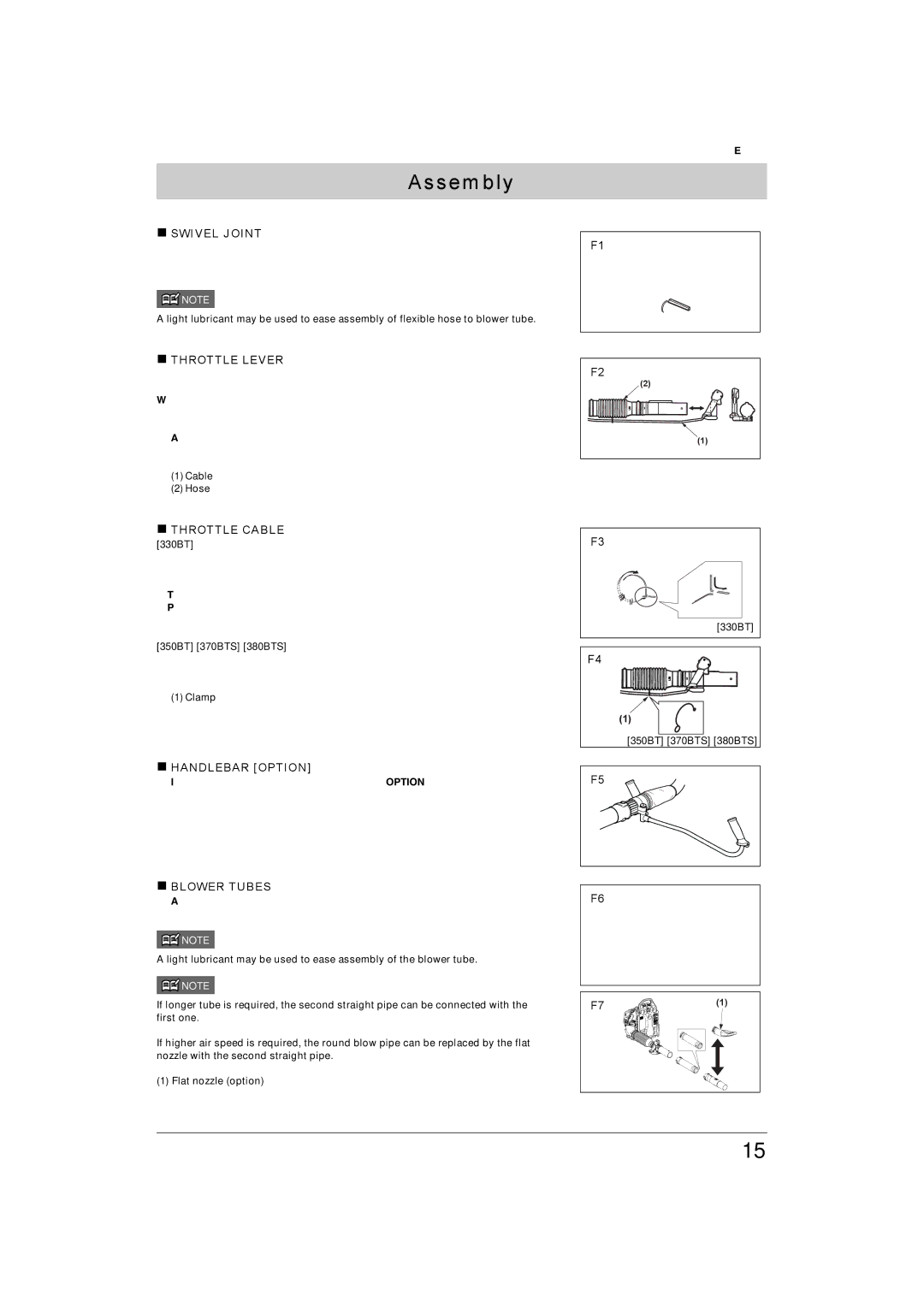 Husqvarna 380BTS, 370BTS, 350BT, 330BT manual Assembly 