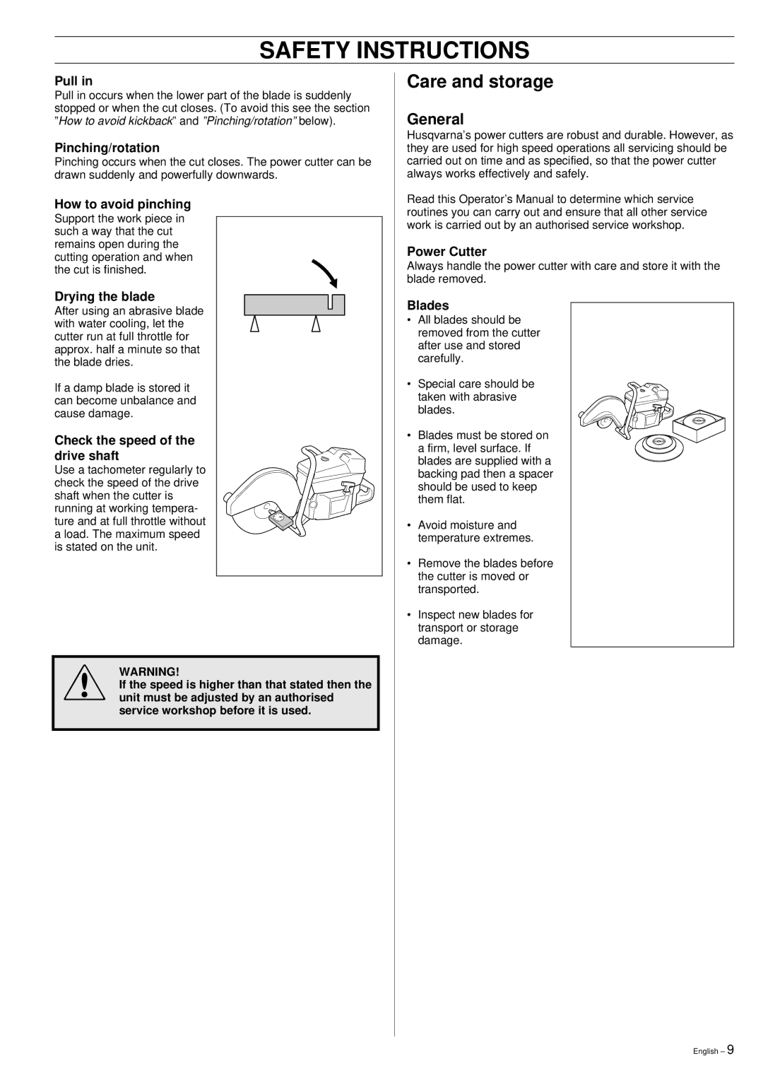 Husqvarna 371K manual Care and storage, General 