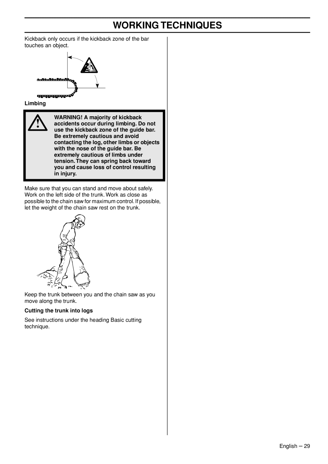 Husqvarna 372 XPG manual Cutting the trunk into logs 