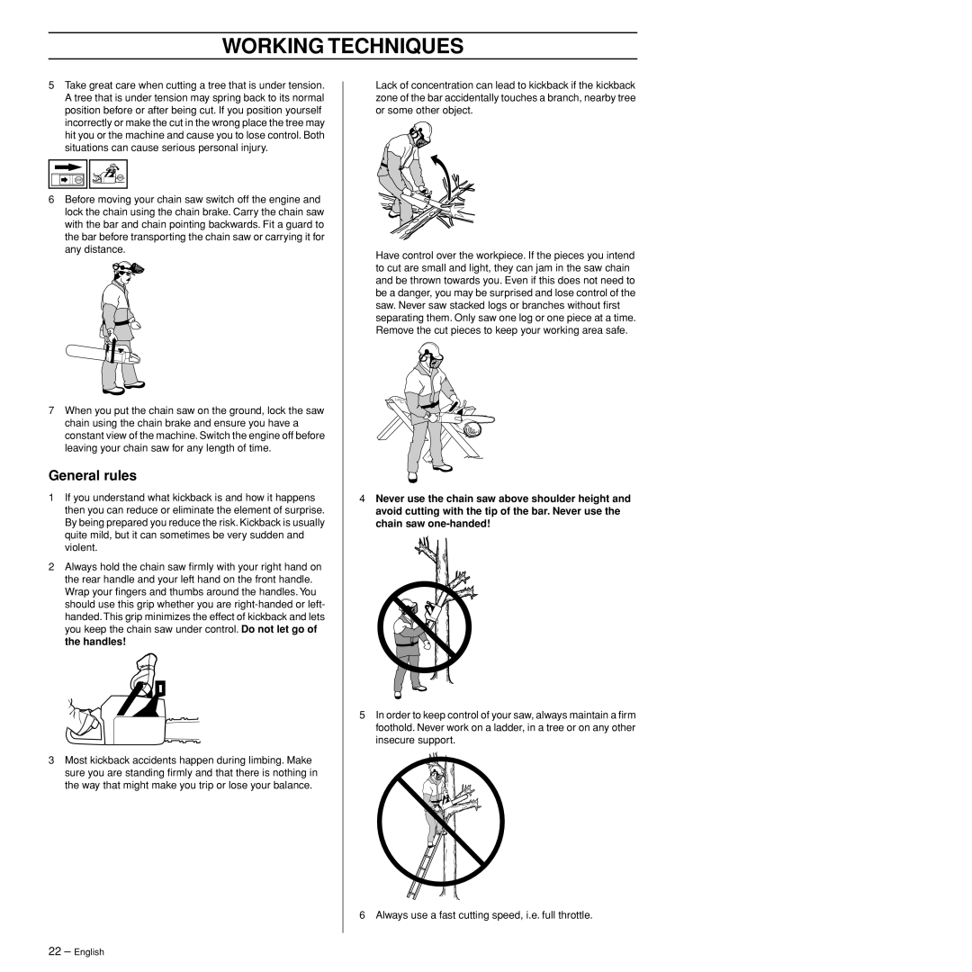 Husqvarna 385XP, 390XP manual General rules 