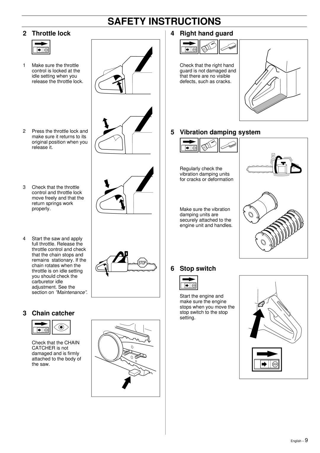 Husqvarna 395XP manual Throttle lock 