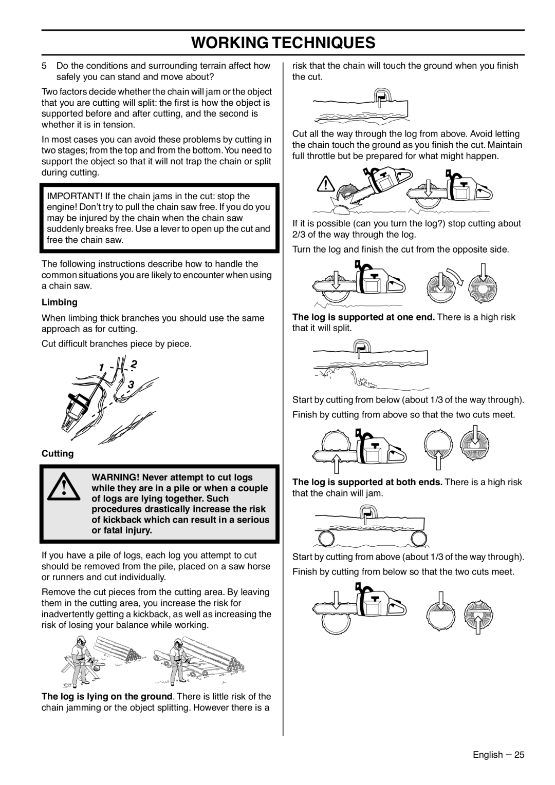 Husqvarna 1153177-95, 395XPG manual Limbing 