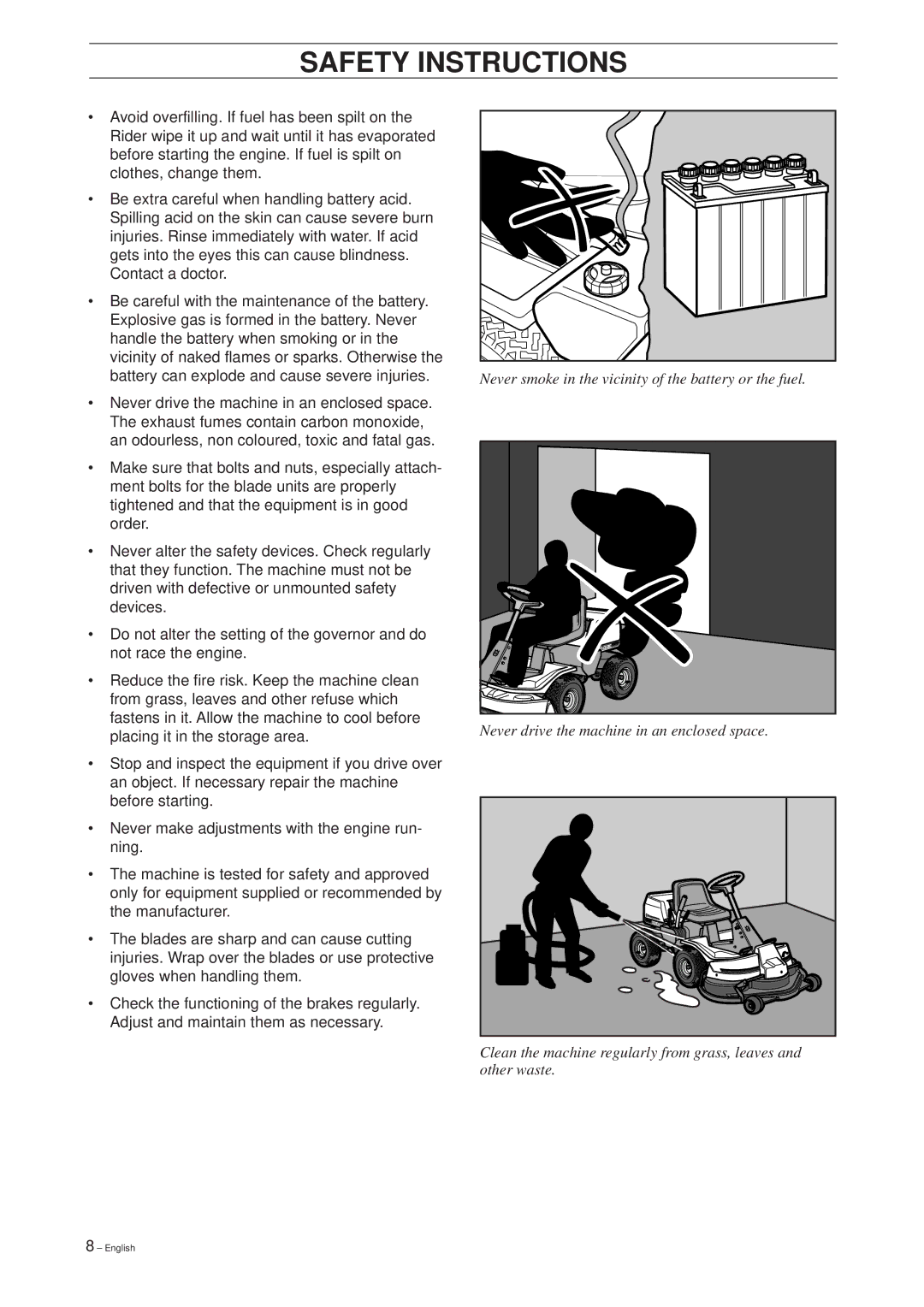 Husqvarna 13 Bio, 39765, 11 Bio manual Battery can explode and cause severe injuries 