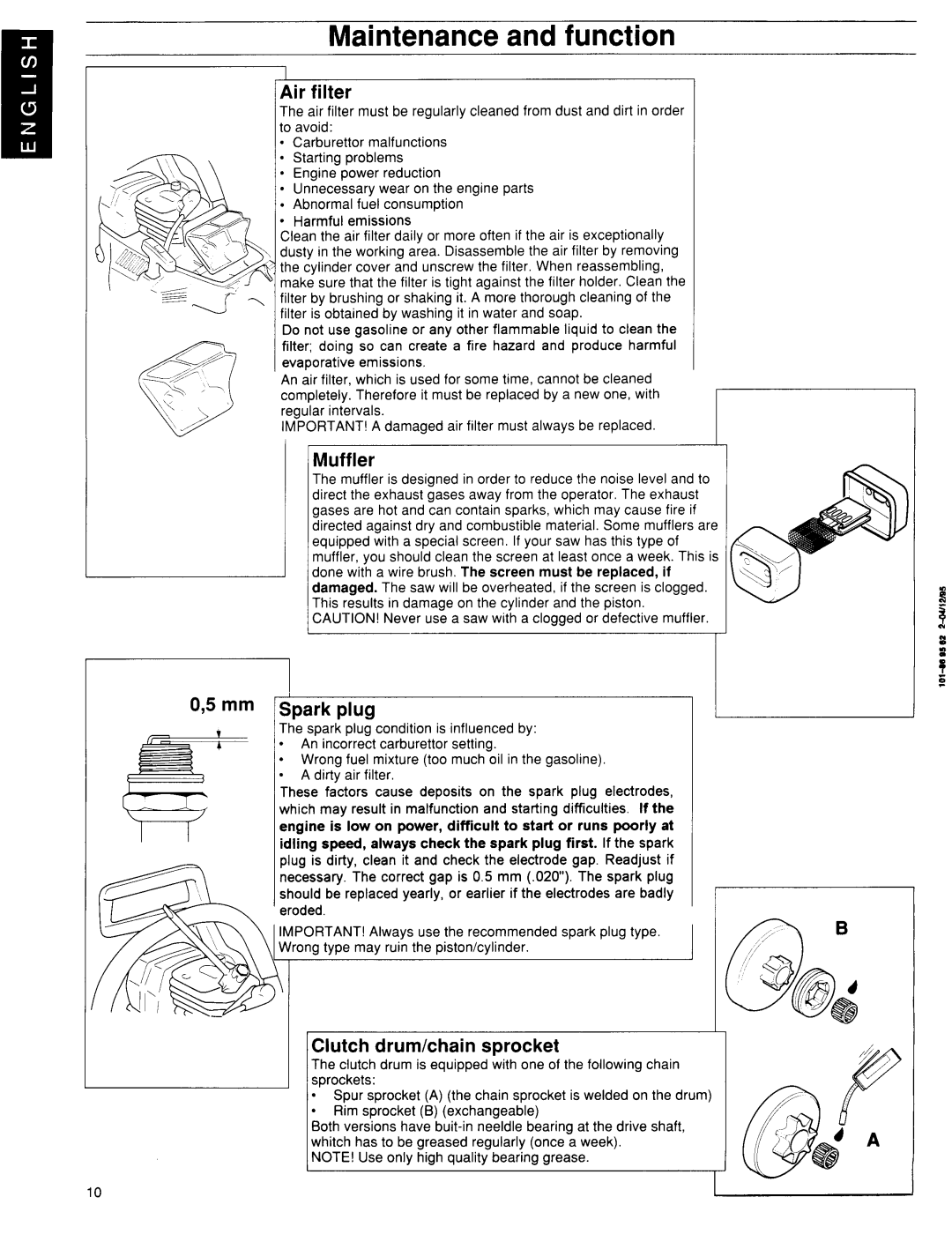 Husqvarna 41, 36 manuel dutilisation Maintenanceand function 