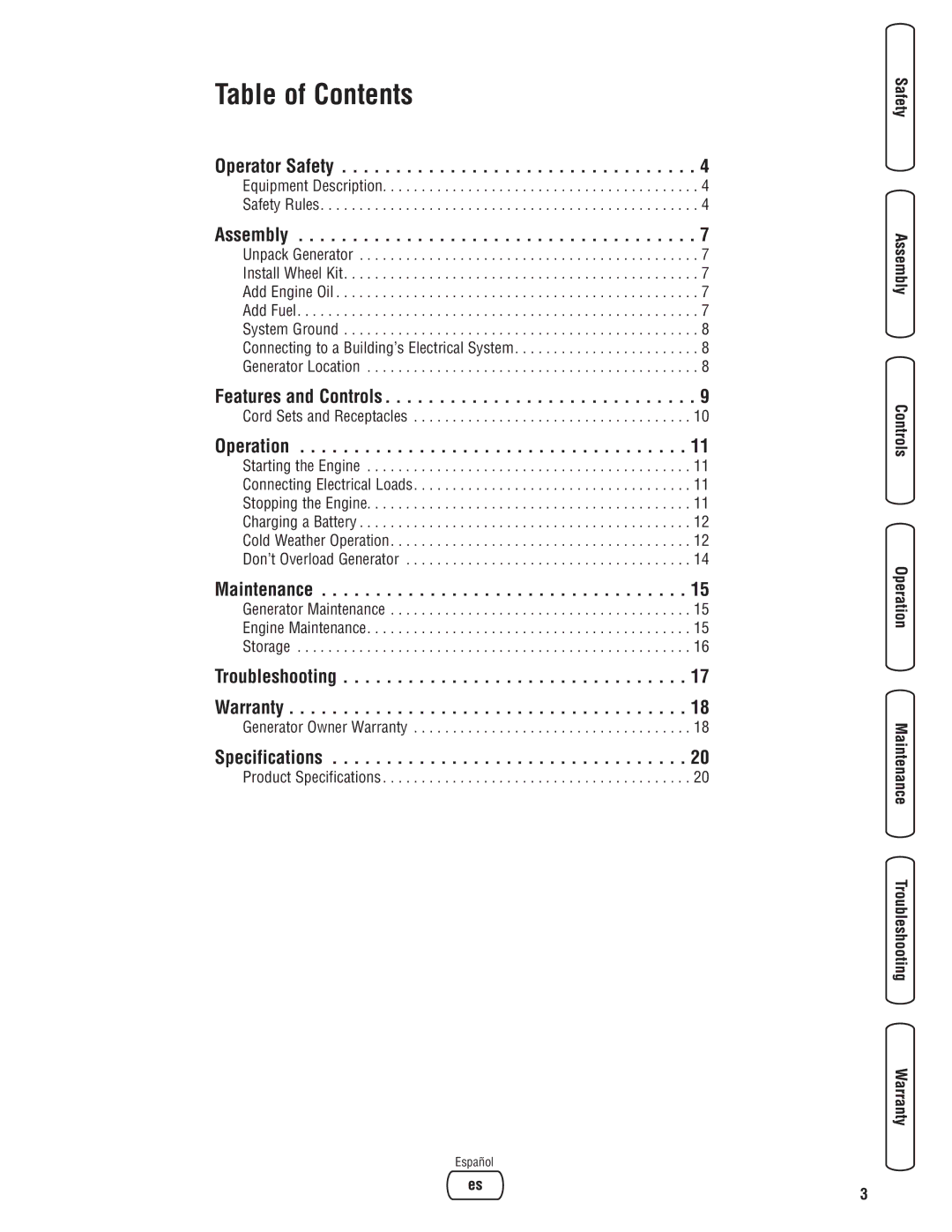 Husqvarna 420 GN manual Table of Contents 