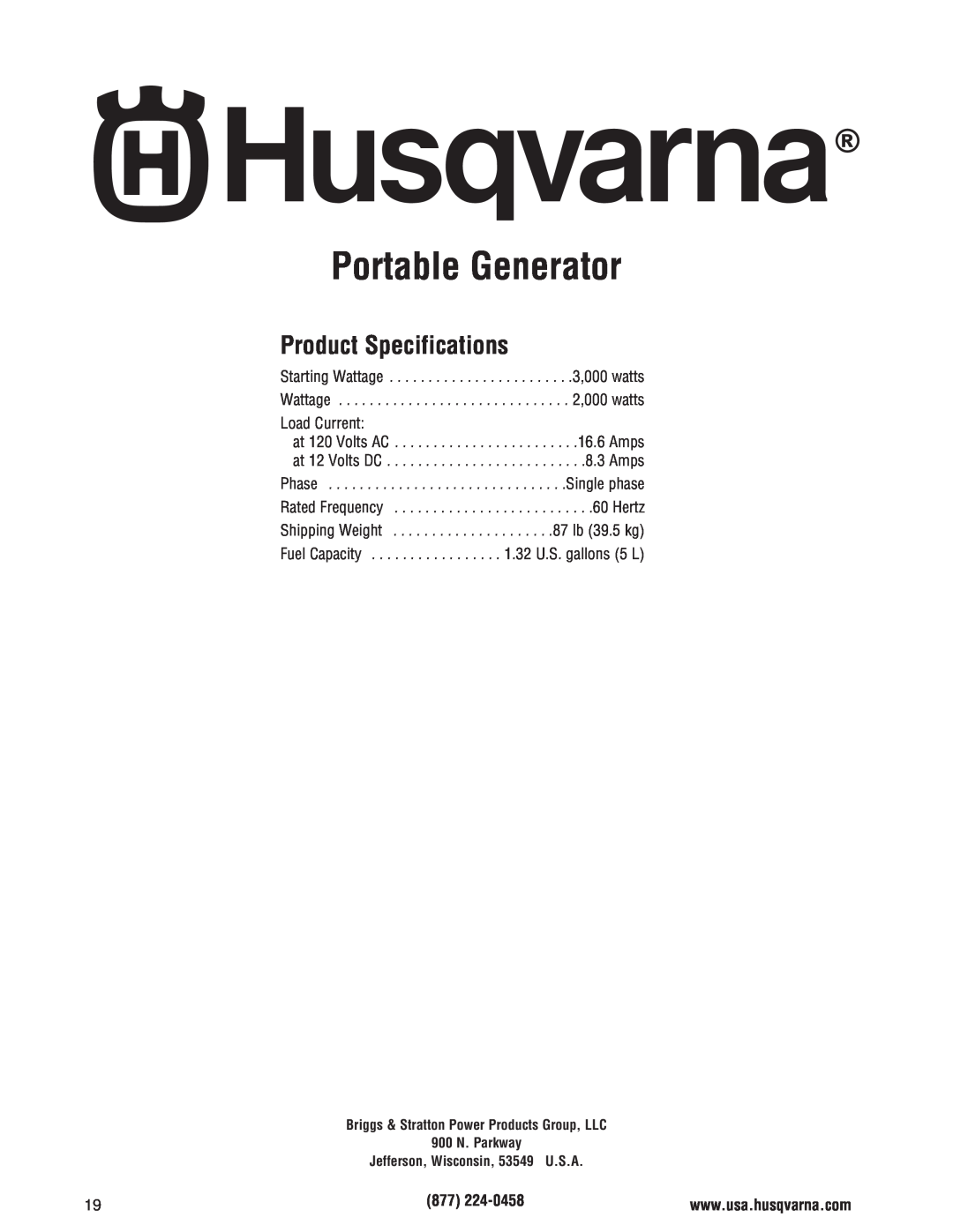 Husqvarna 420 GN manual Portable Generator, Product Specifications 
