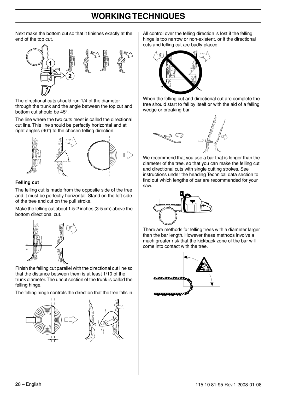 Husqvarna 435e, 440e manual Felling cut 