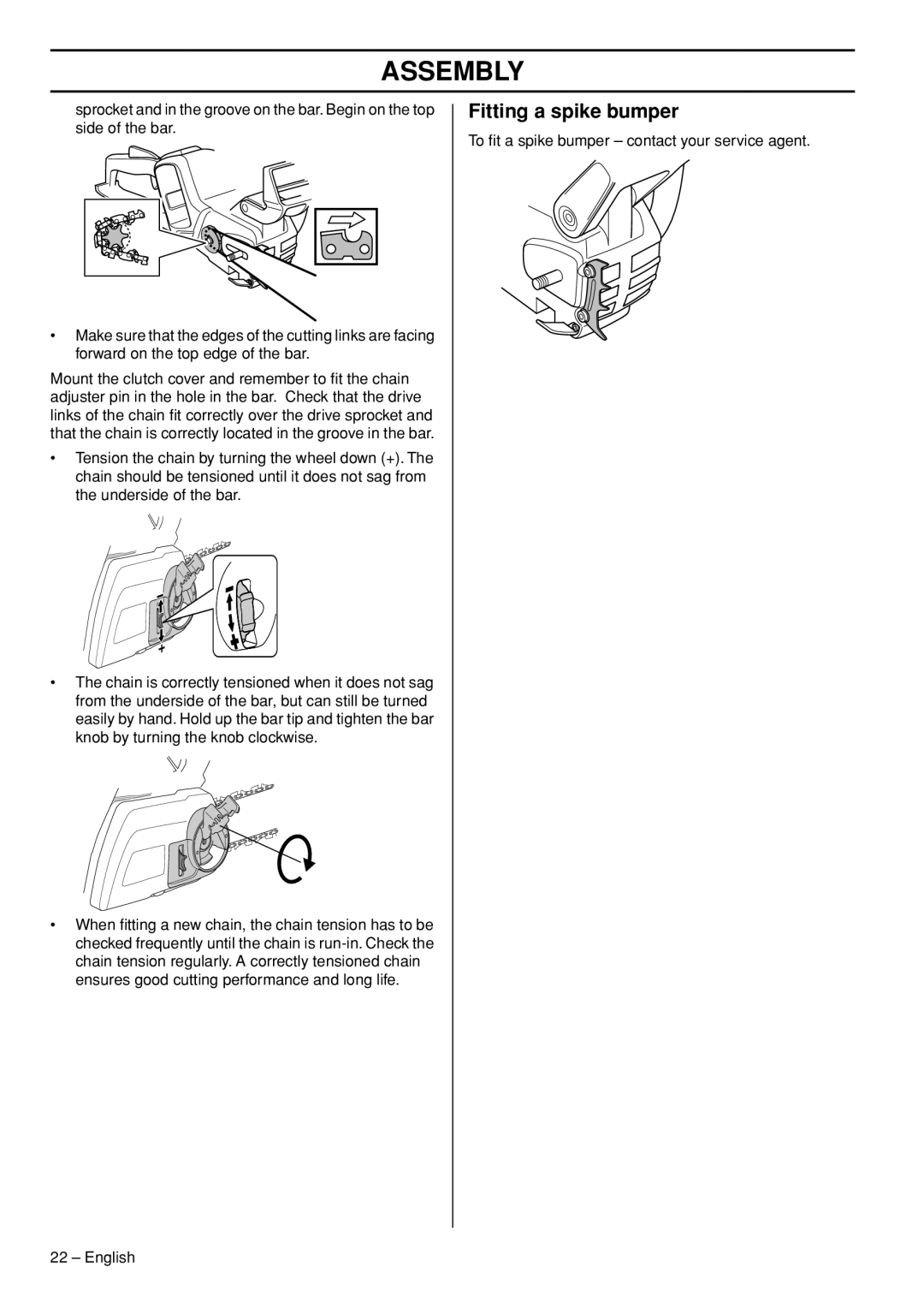 Husqvarna 436 LI, 536 LIXP manual Fitting a spike bumper 