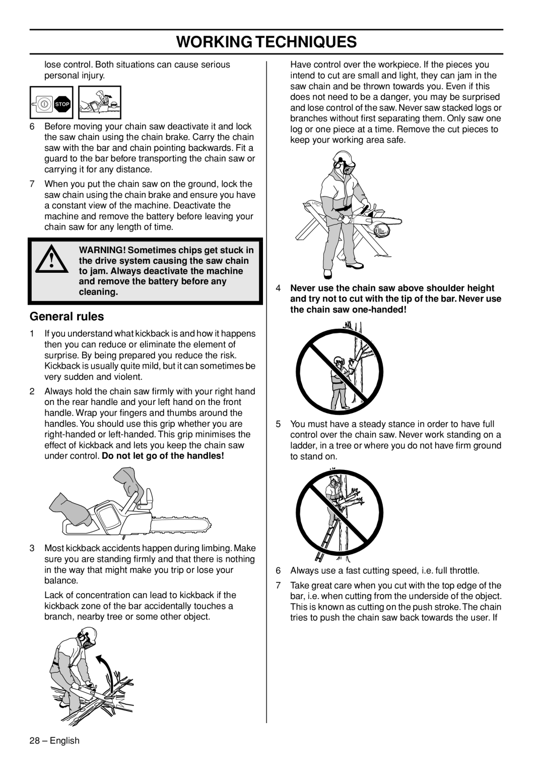 Husqvarna 436 LI, 536 LIXP manual General rules 