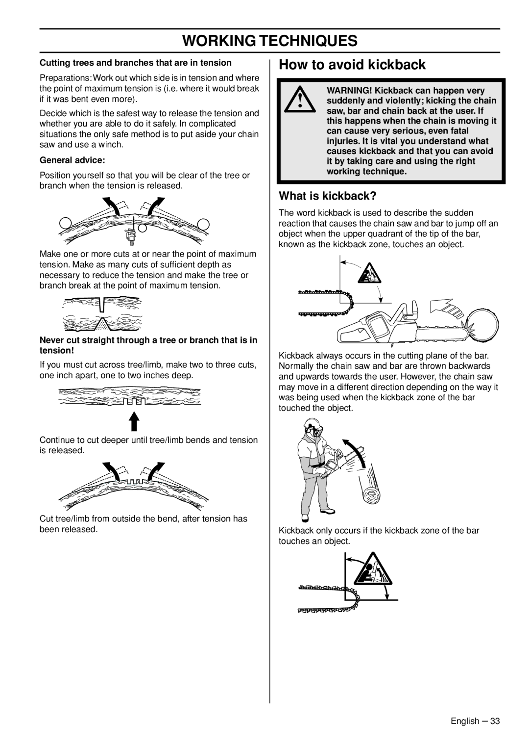 Husqvarna 536 LIXP, 436 LI manual How to avoid kickback, What is kickback? 