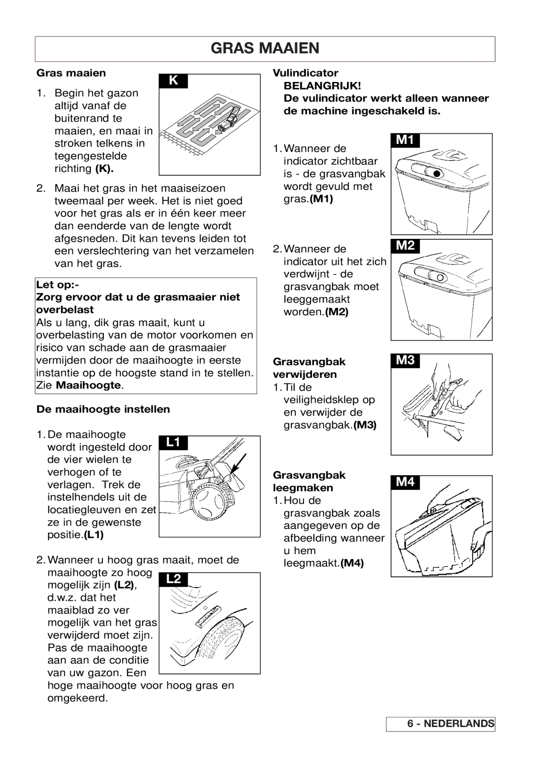 Husqvarna 43EL/43ELS manual Gras Maaien 