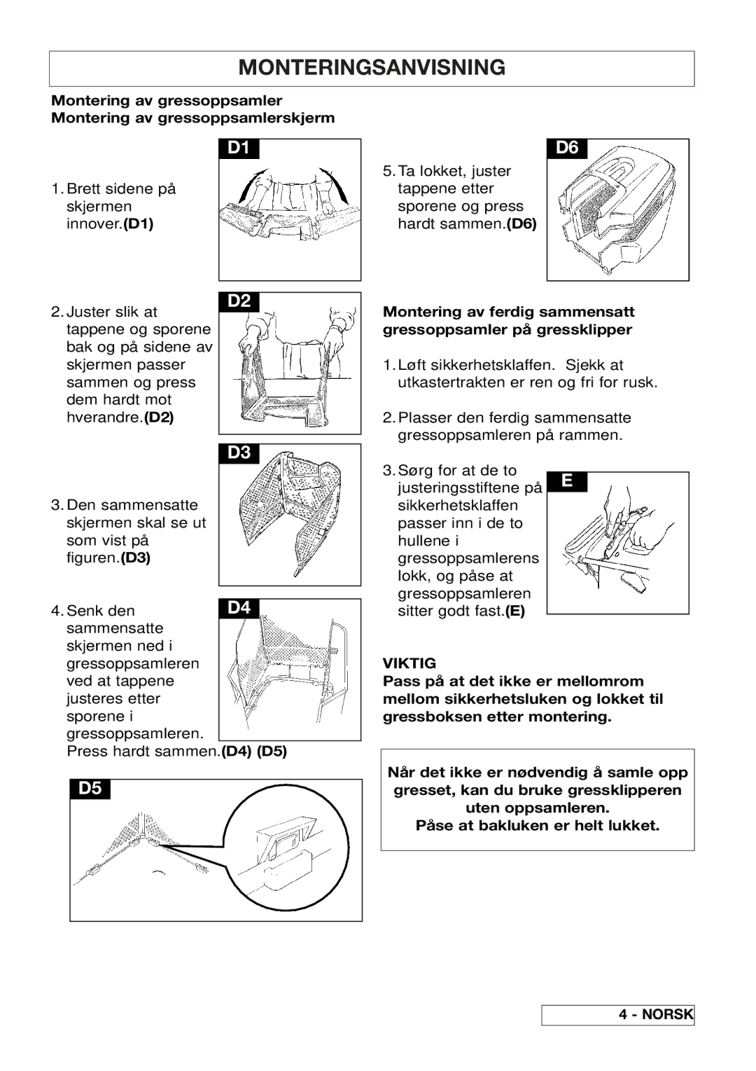 Husqvarna 43EL/43ELS manual Viktig 