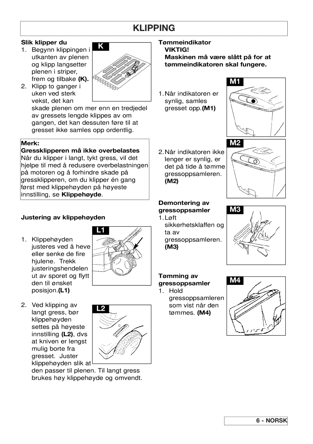 Husqvarna 43EL/43ELS manual Klipping 