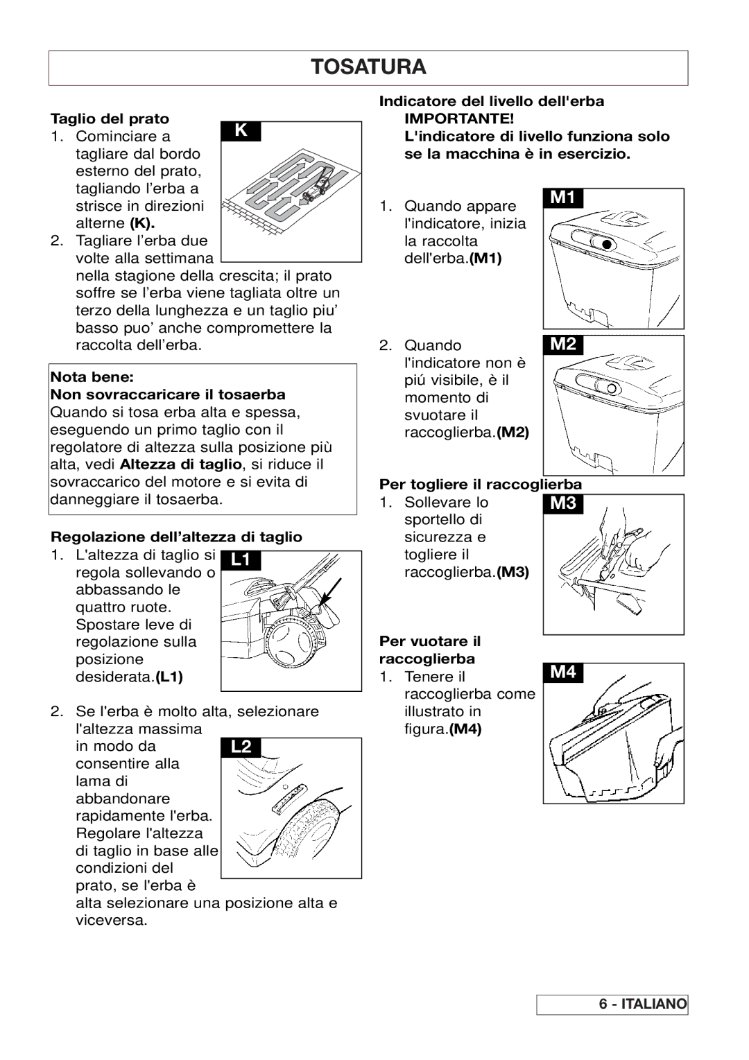 Husqvarna 43EL/43ELS manual Tosatura 