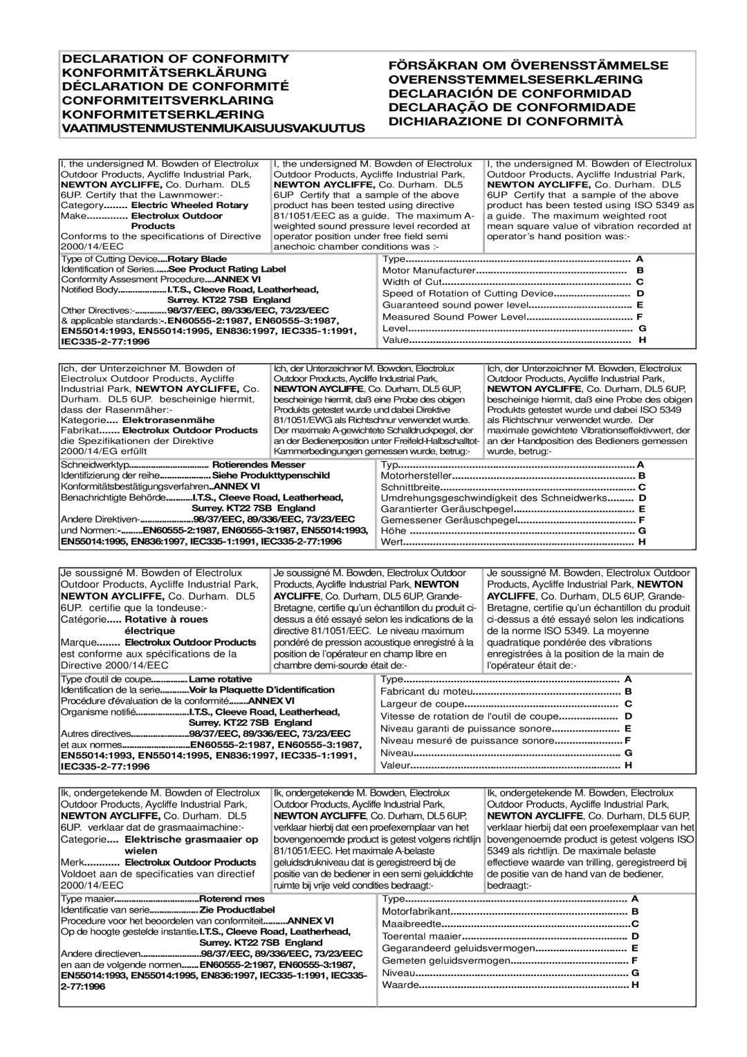 Husqvarna 43EL/43ELS manual Annex 