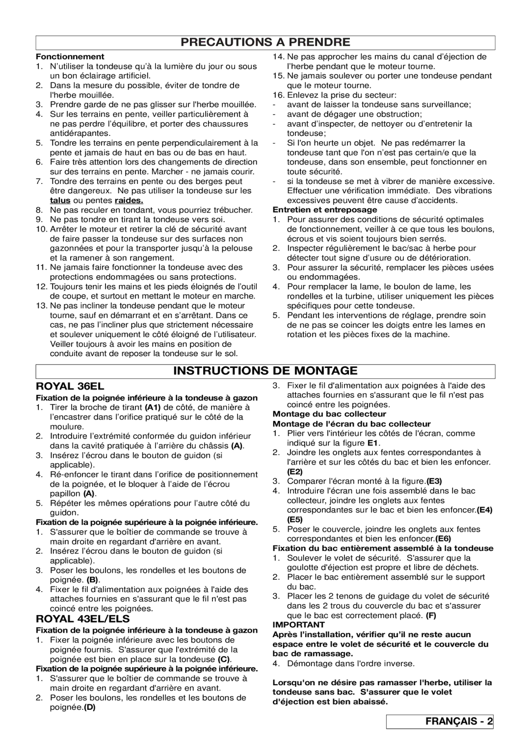 Husqvarna 43ELS manual Instructions DE Montage 