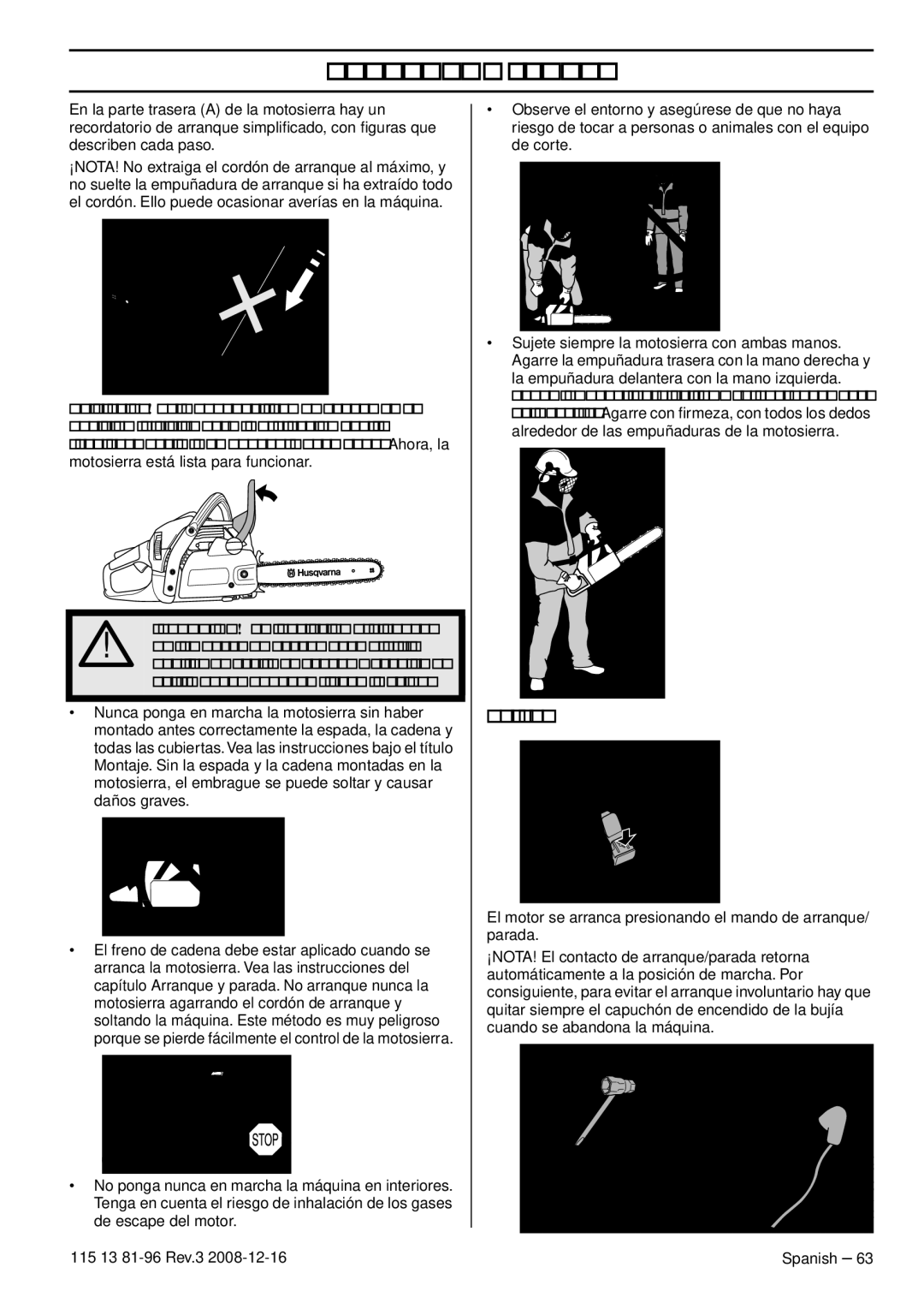 Husqvarna 115 13 81-96, 445e EPA III, 445 EPA III, 450e EPA III manual Parada 