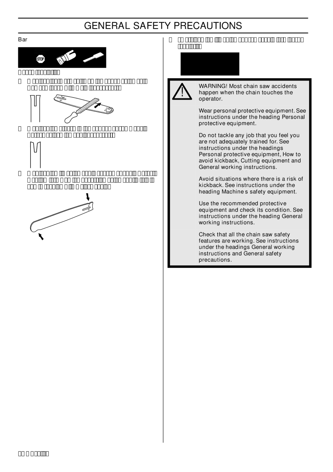 Husqvarna 445e TrioBrake manual Bar 