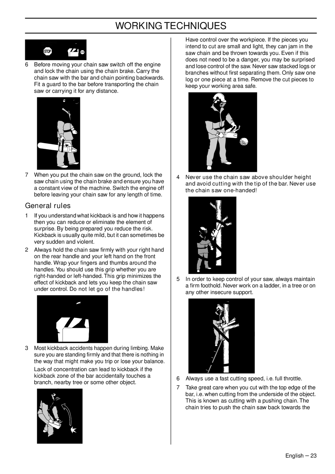 Husqvarna 445e TrioBrake manual General rules 