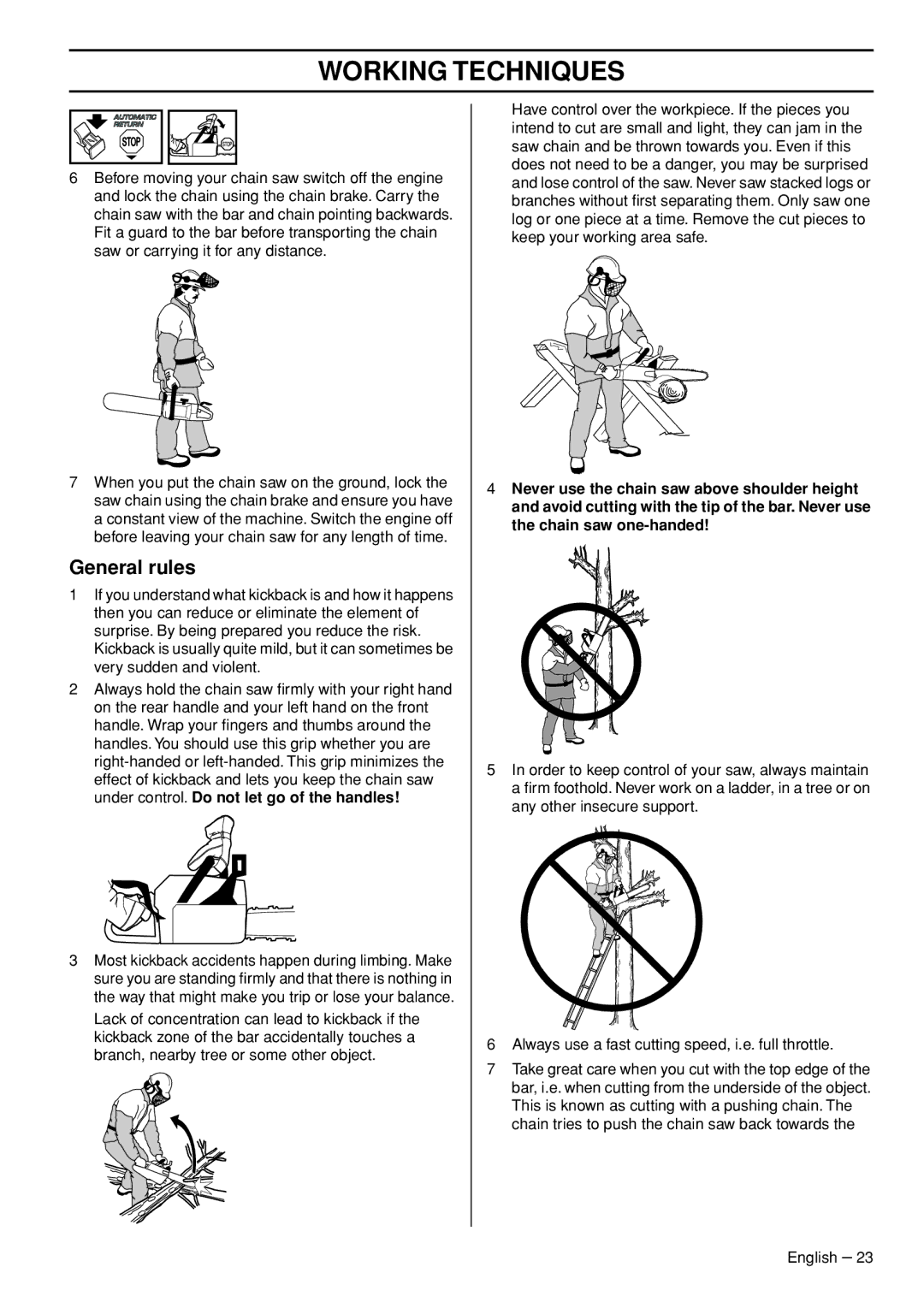 Husqvarna 445e manual General rules 