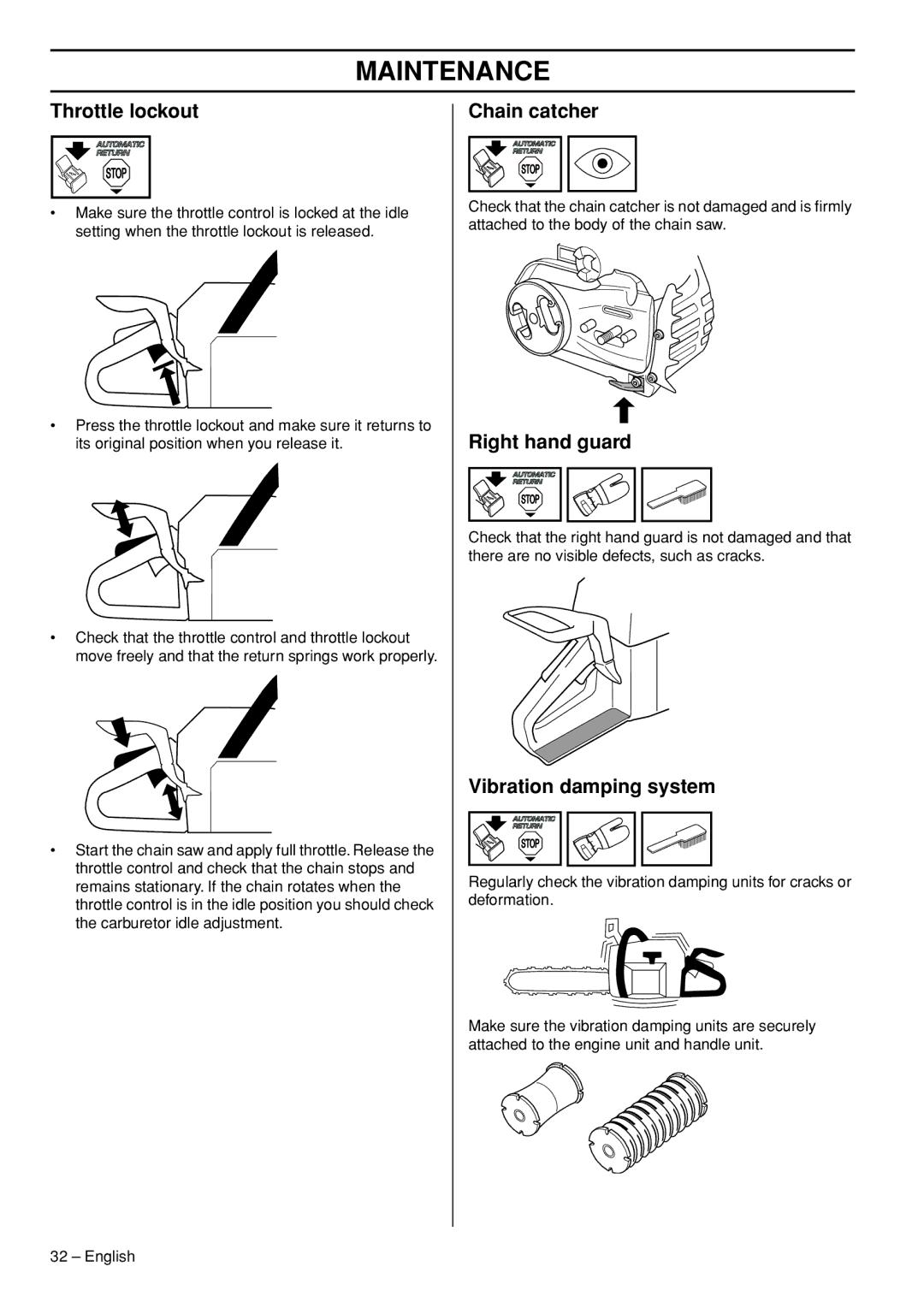 Husqvarna 445e manual Throttle lockout 