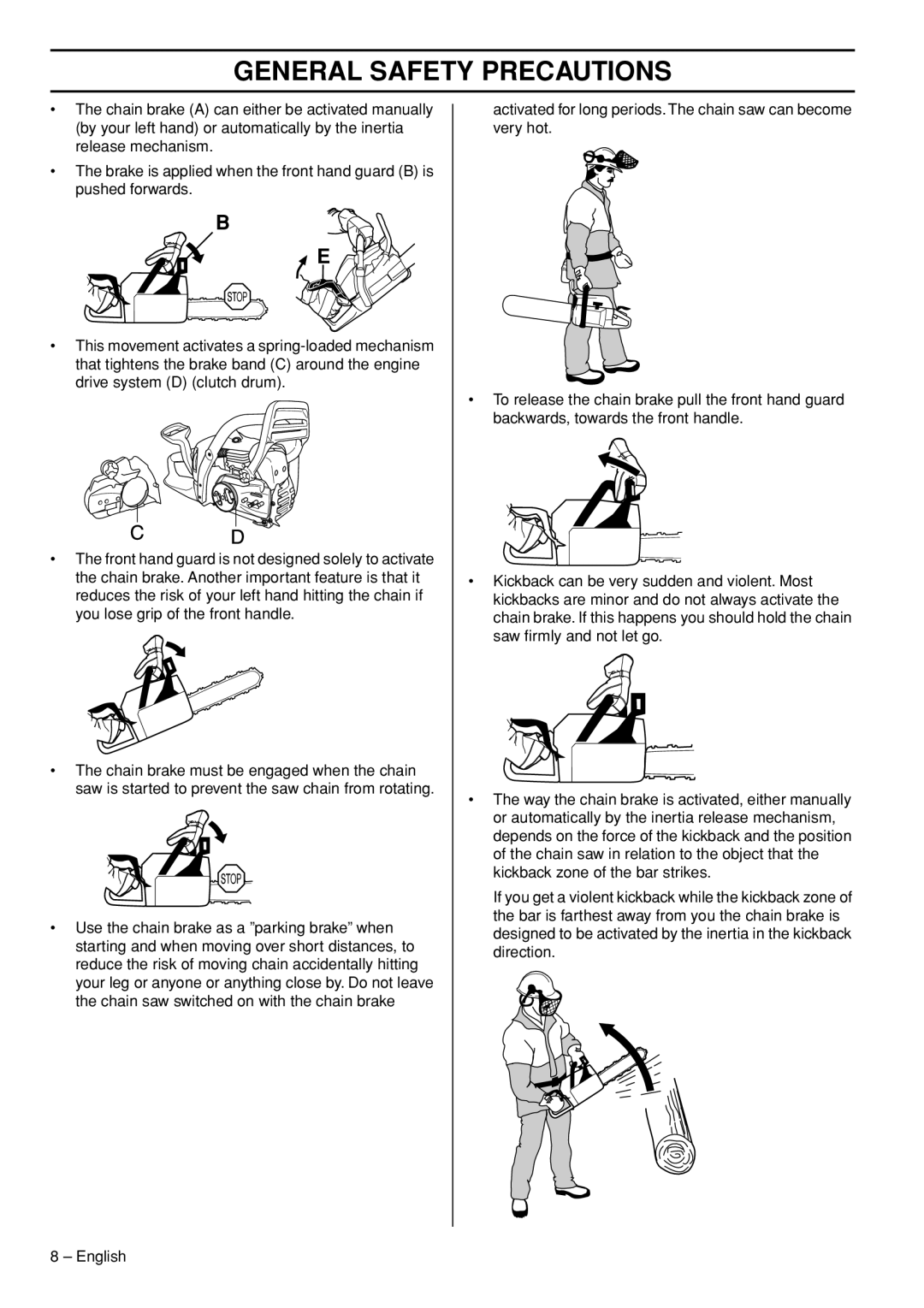 Husqvarna 445e manual General Safety Precautions 