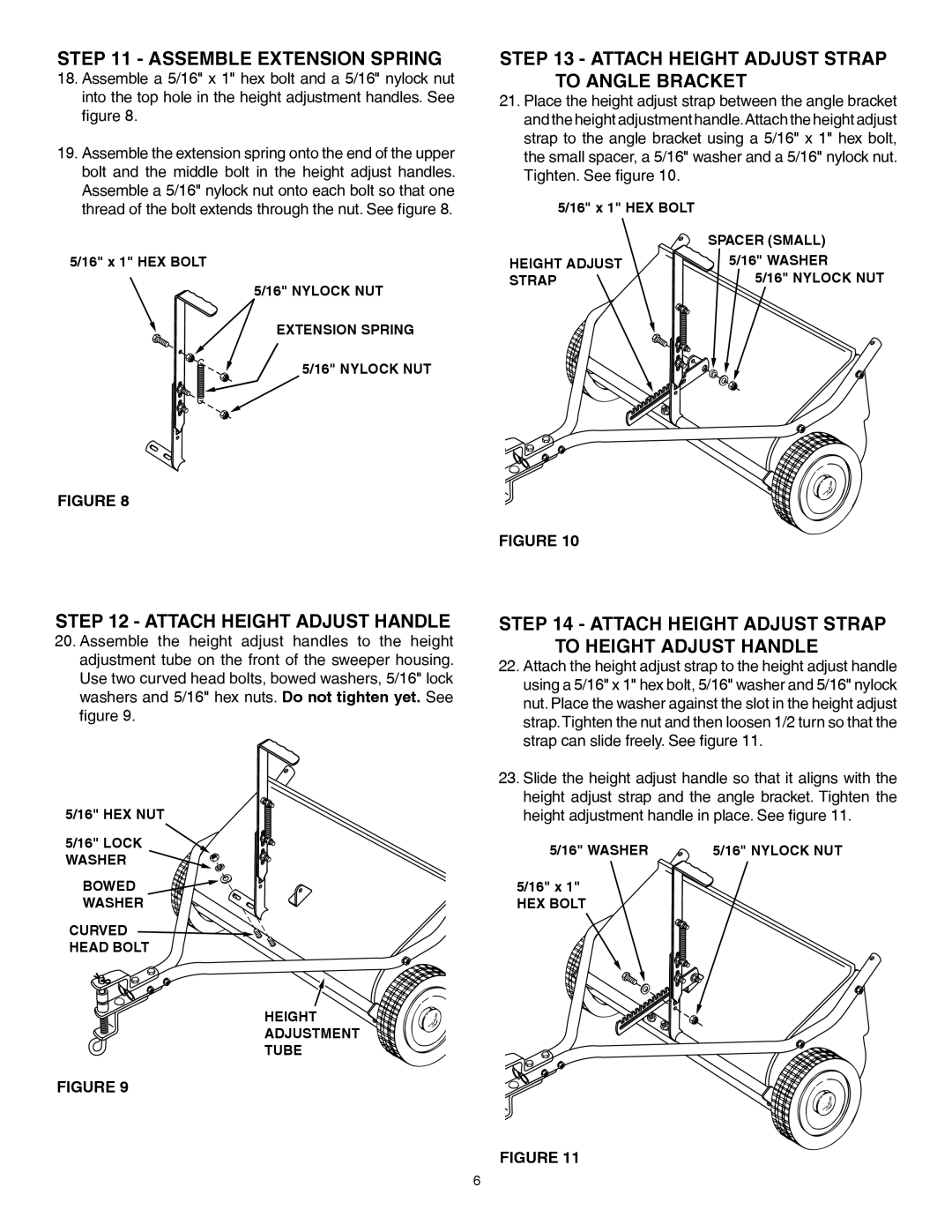 Husqvarna 45-0352 Assemble Extension Spring, Attach Height Adjust Strap to Angle Bracket, Attach Height Adjust Handle 