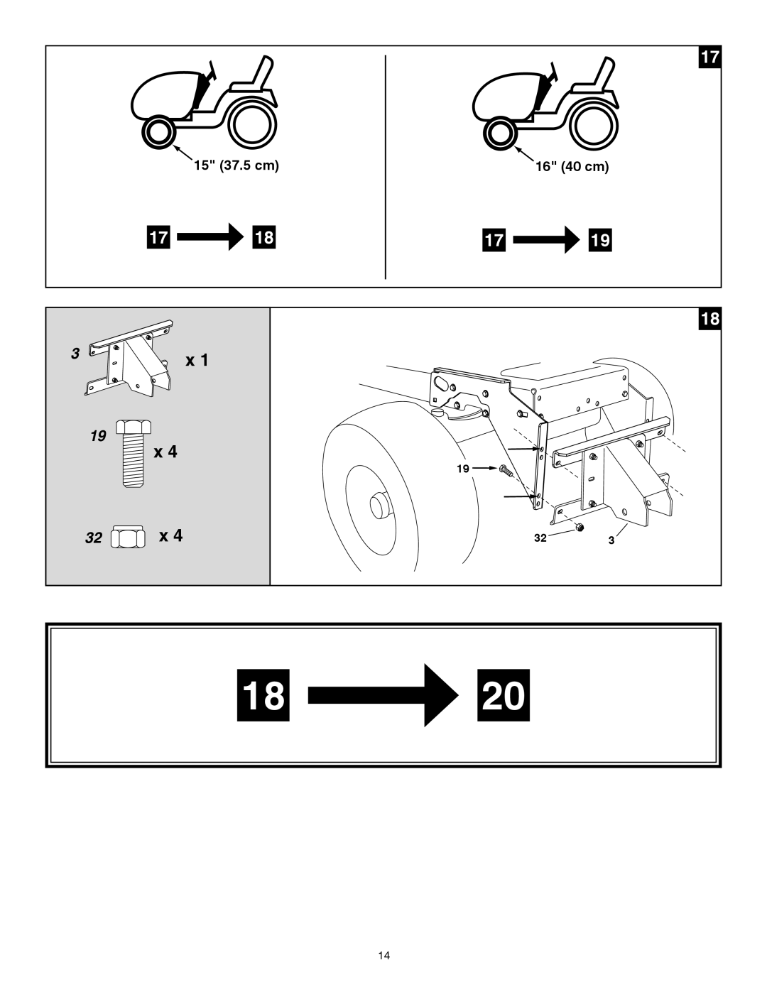 Husqvarna 45-0429-669 manual 15 37.5 cm 16 40 cm 