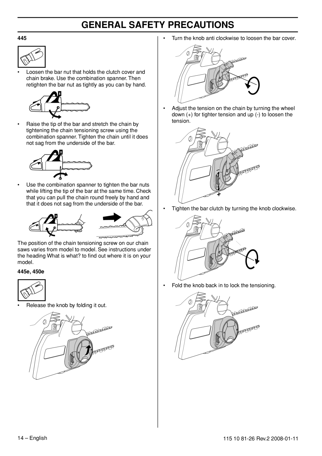 Husqvarna 445, 445e, 450e manual General Safety Precautions 