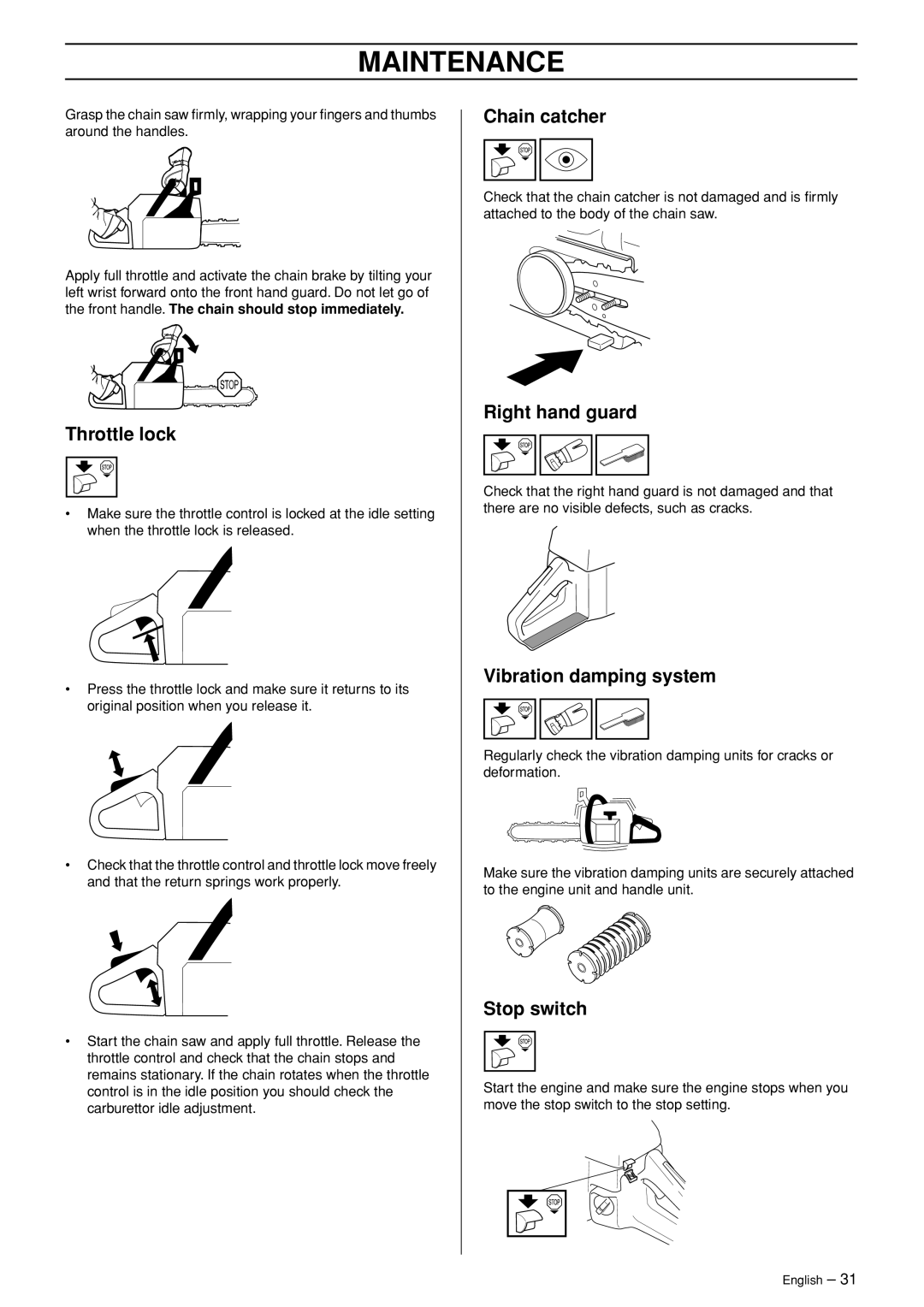 Husqvarna 455 RANCHER manual Throttle lock 