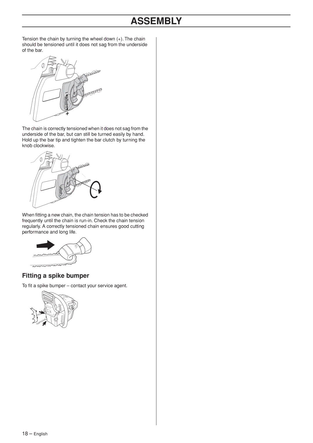 Husqvarna 455e, 455, 460 manual Fitting a spike bumper 