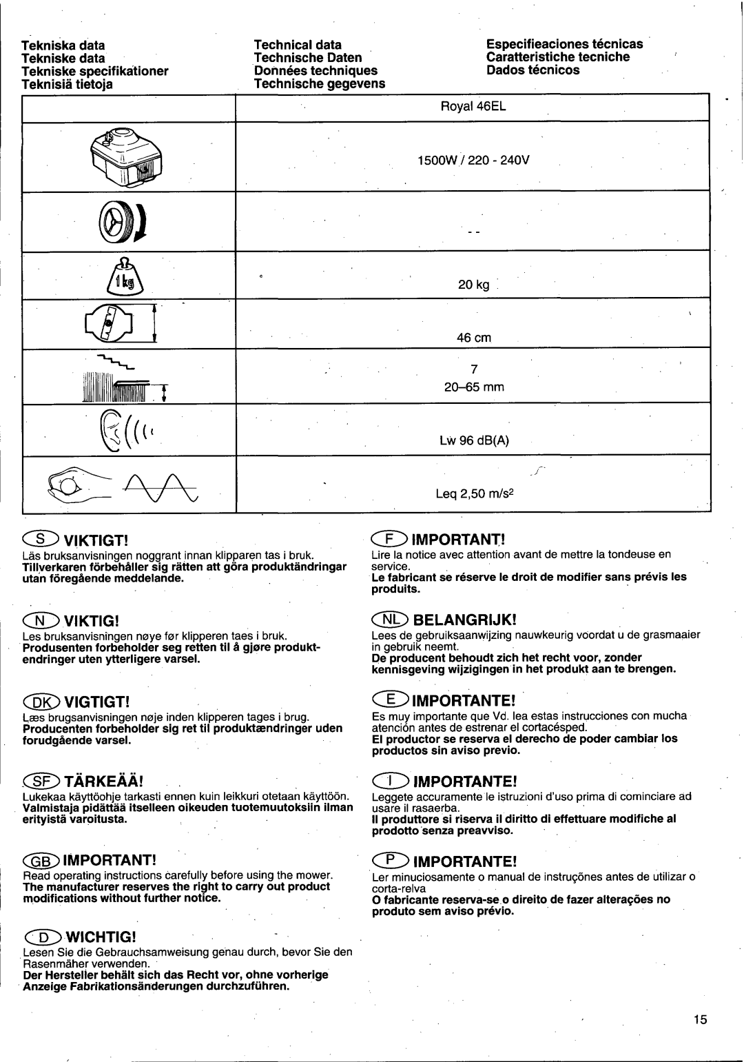 Husqvarna 46 EL manual 