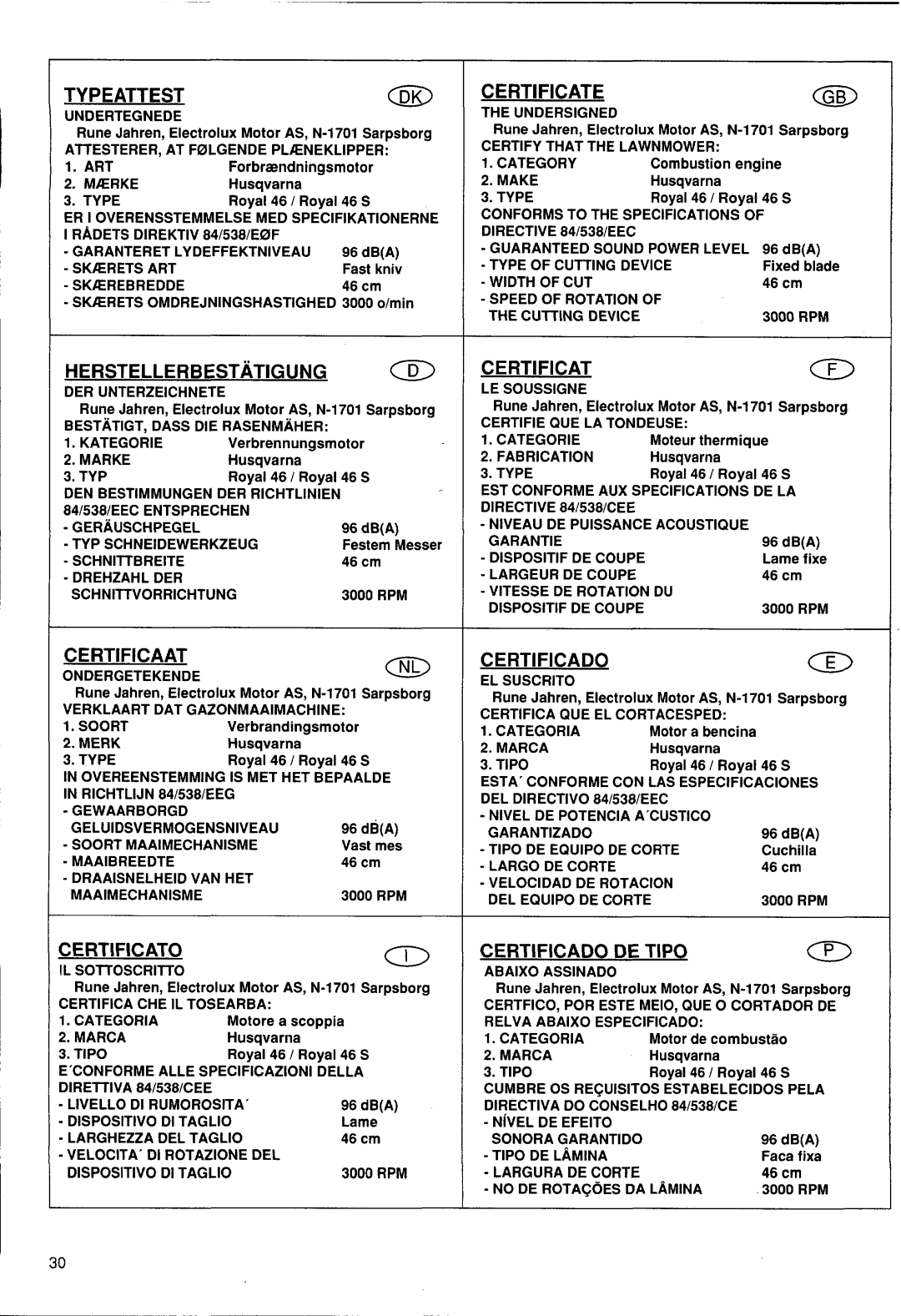 Husqvarna 46 R manual 