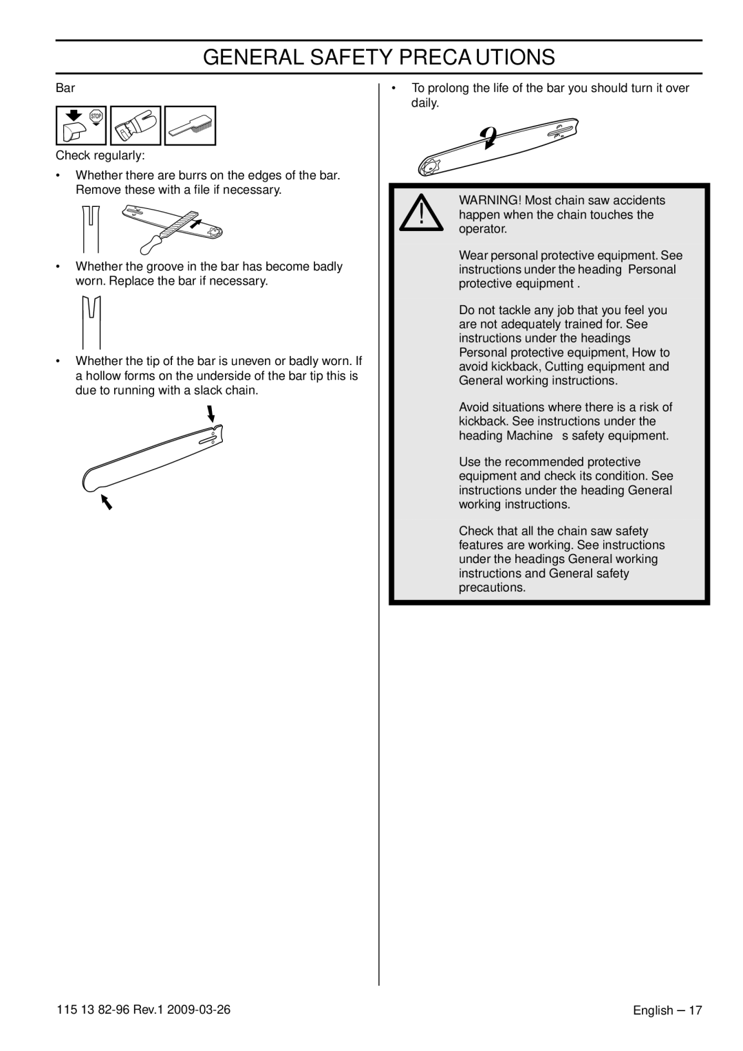 Husqvarna 115 13 82-96, 460 Rancher manual Bar 