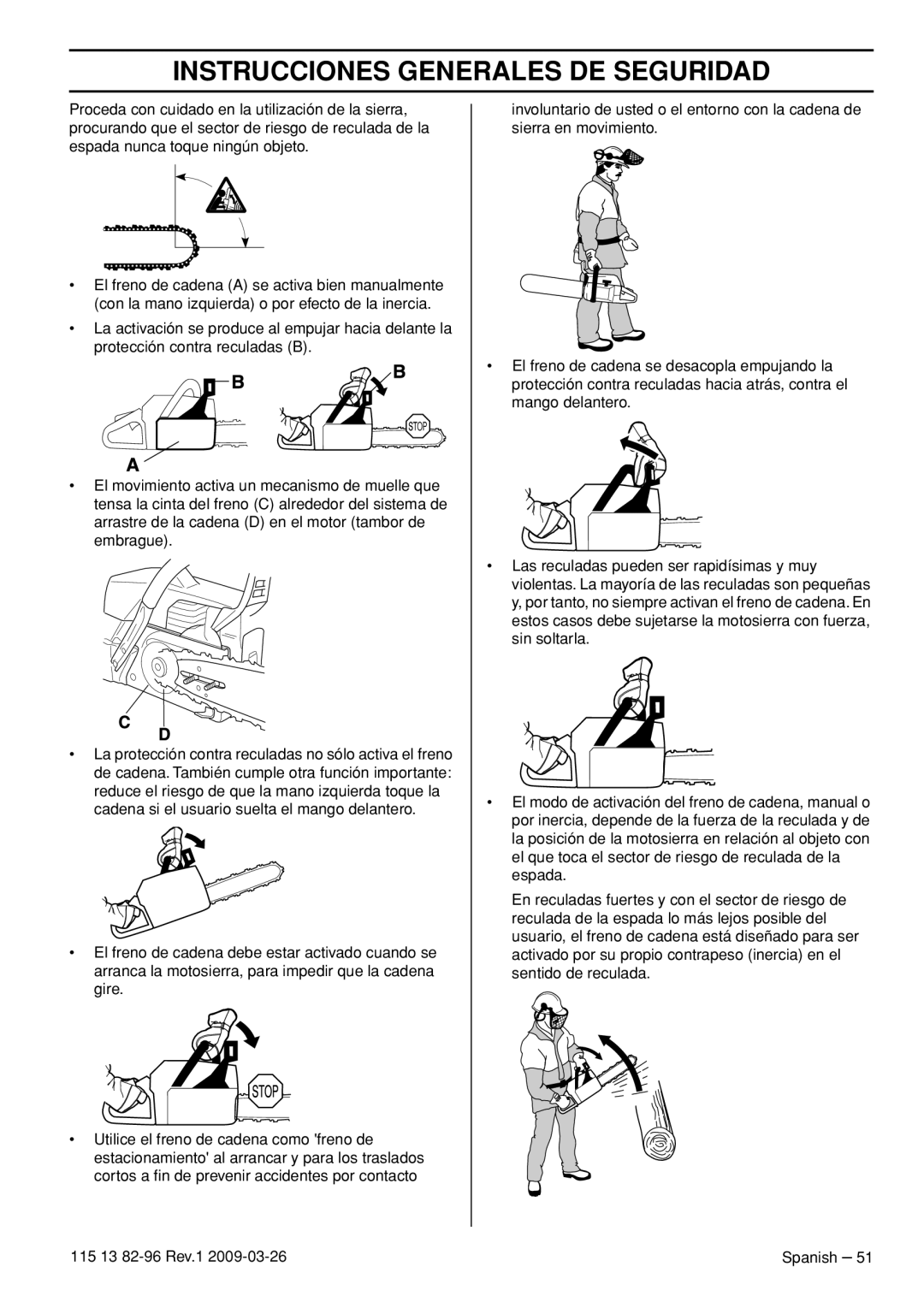 Husqvarna 115 13 82-96, 460 Rancher manual Instrucciones Generales DE Seguridad 