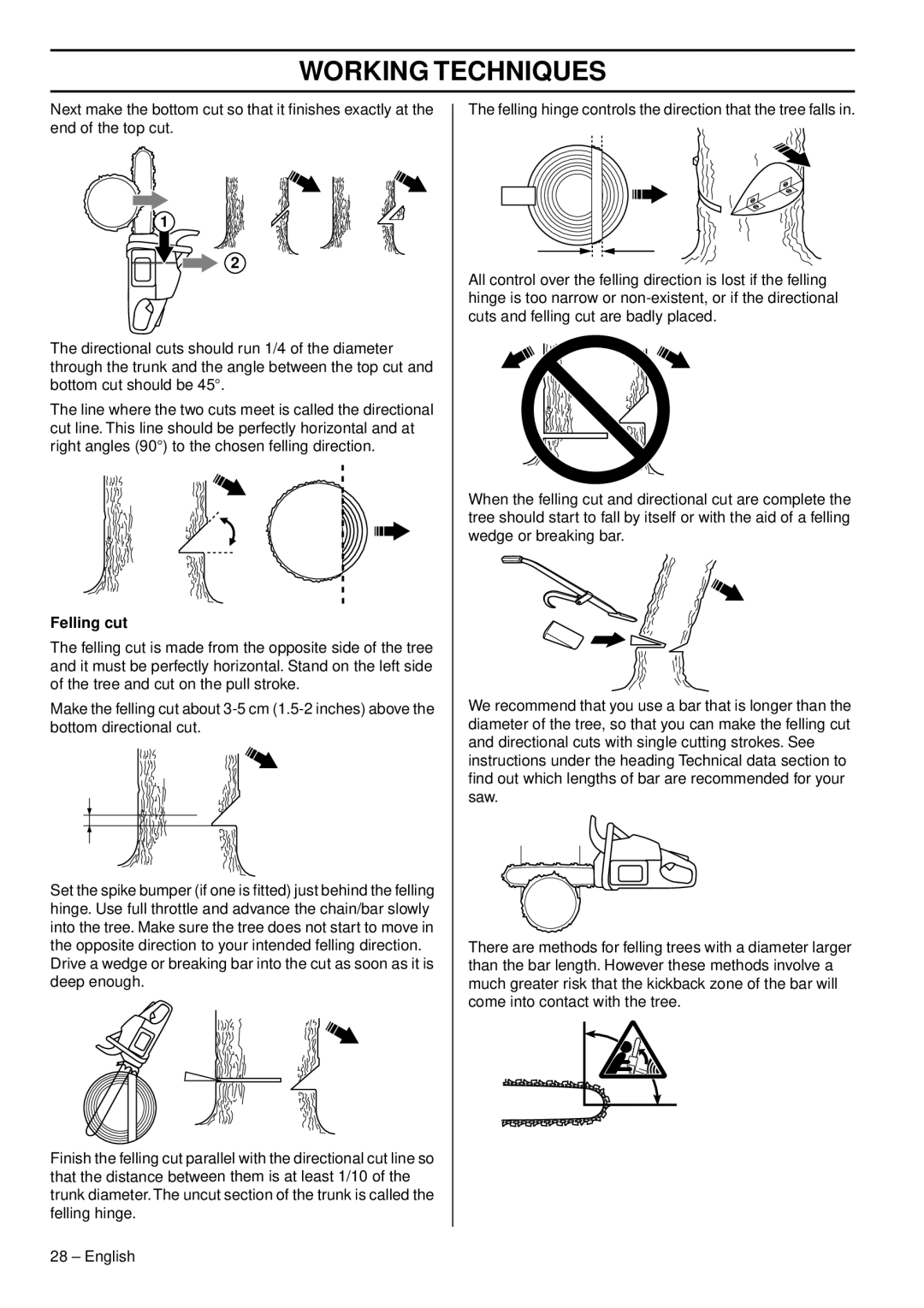 Husqvarna 465, 460, 455e manual Felling cut 
