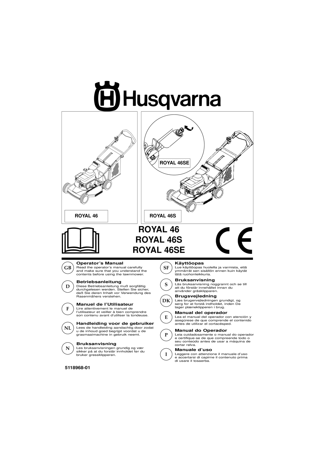 Husqvarna 46SE manual Operator’s Manual, Betriebsanleitung, Manuel de l’Utilisateur, Handleiding voor de gebruiker 