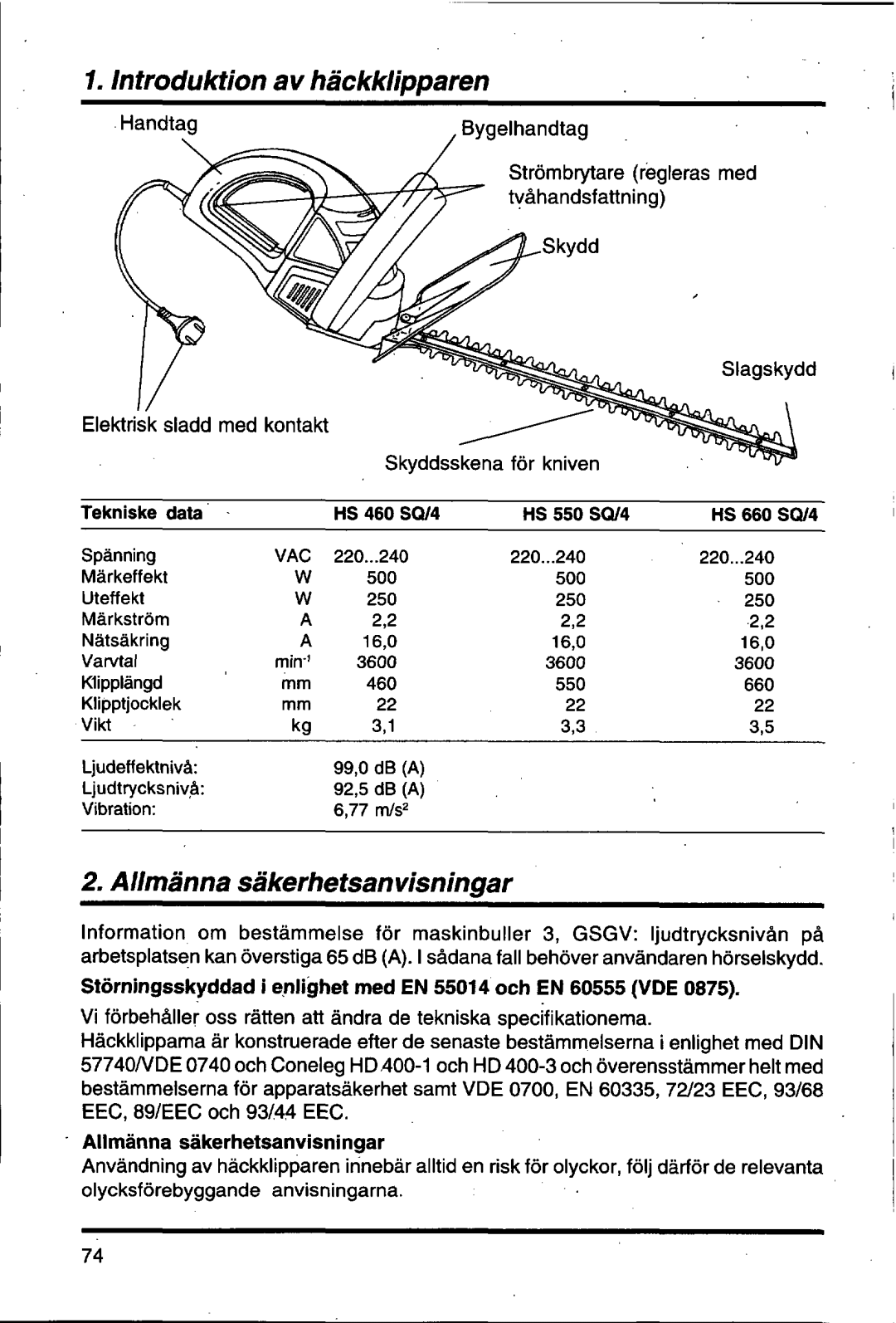 Husqvarna 500 H manual 