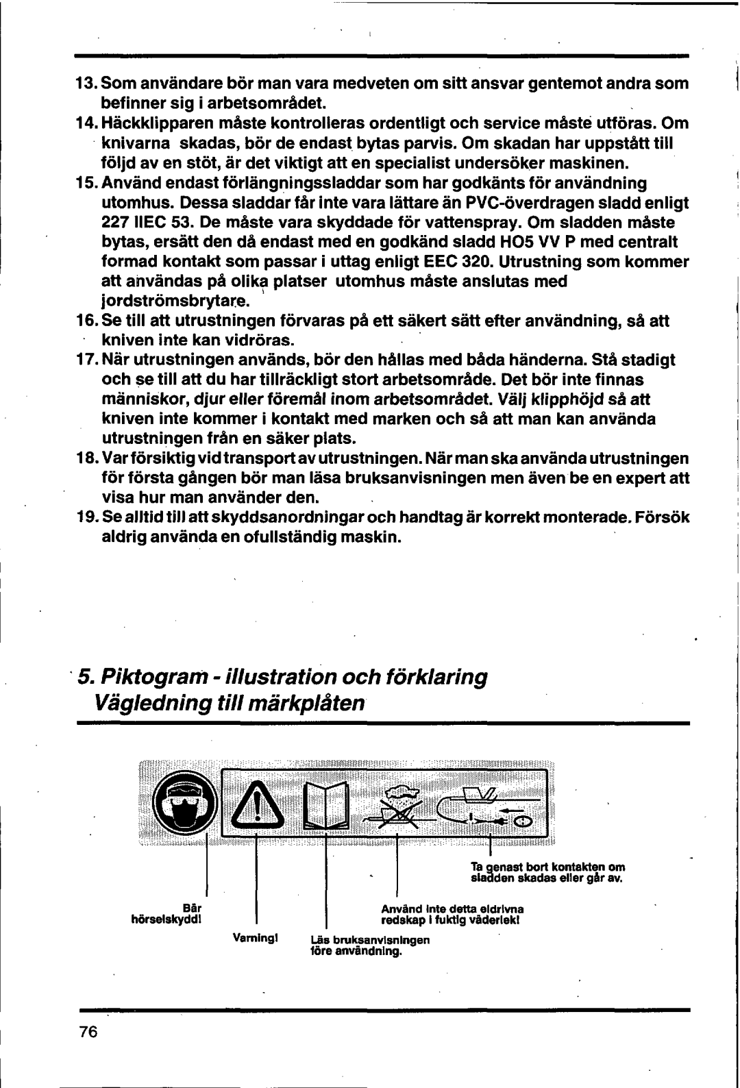 Husqvarna 500 H manual 