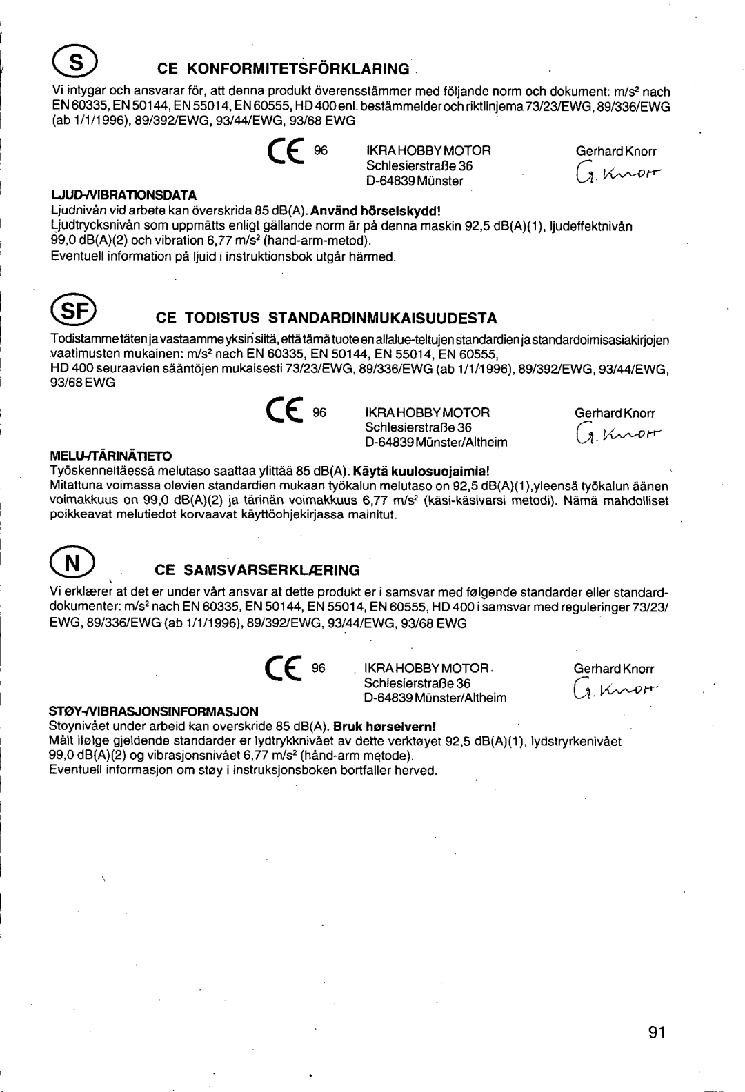 Husqvarna 500 H manual 