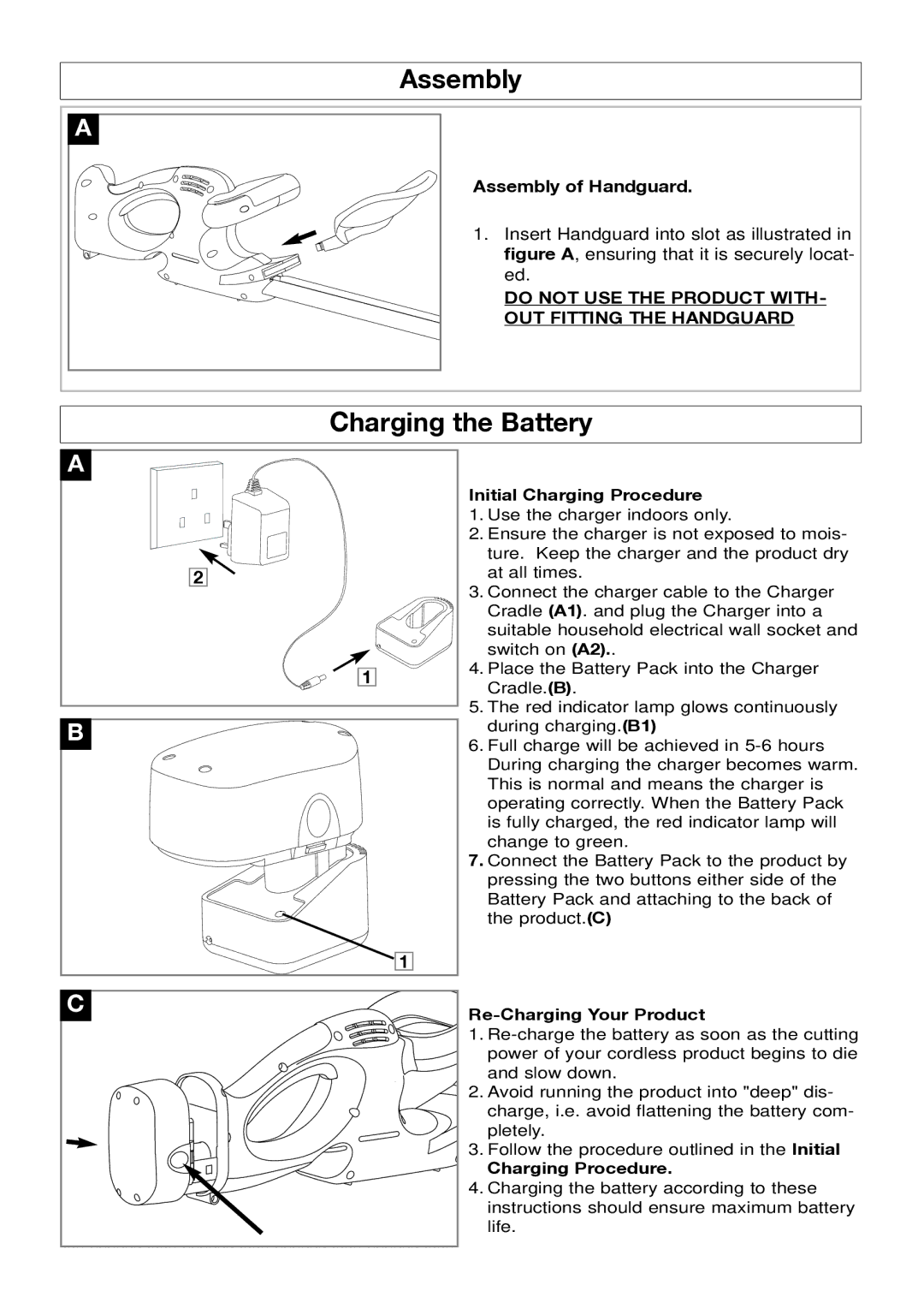 Husqvarna 500CT manual Assembly, Charging the Battery 