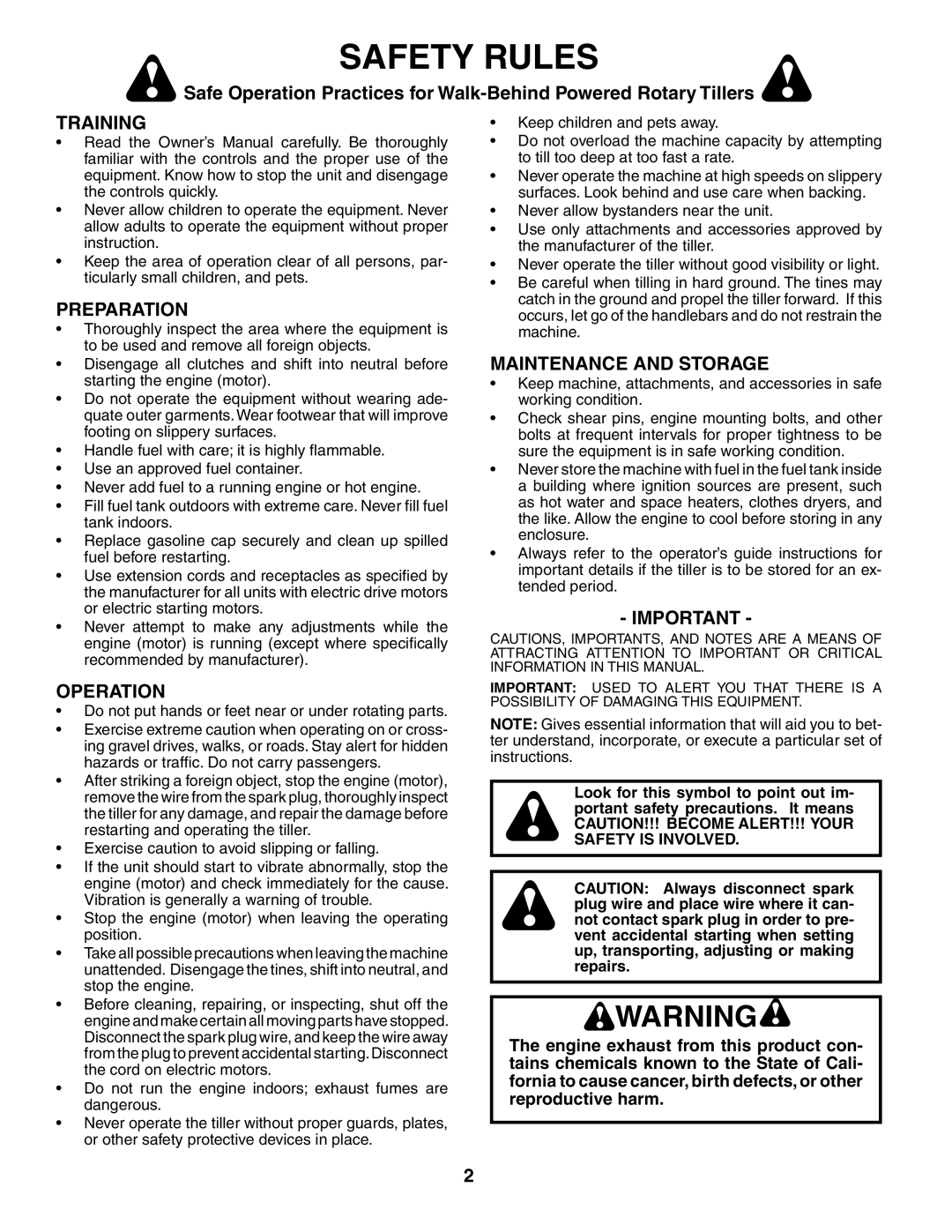 Husqvarna 500RTT owner manual Safety Rules, Training, Preparation, Operation, Maintenance and Storage 